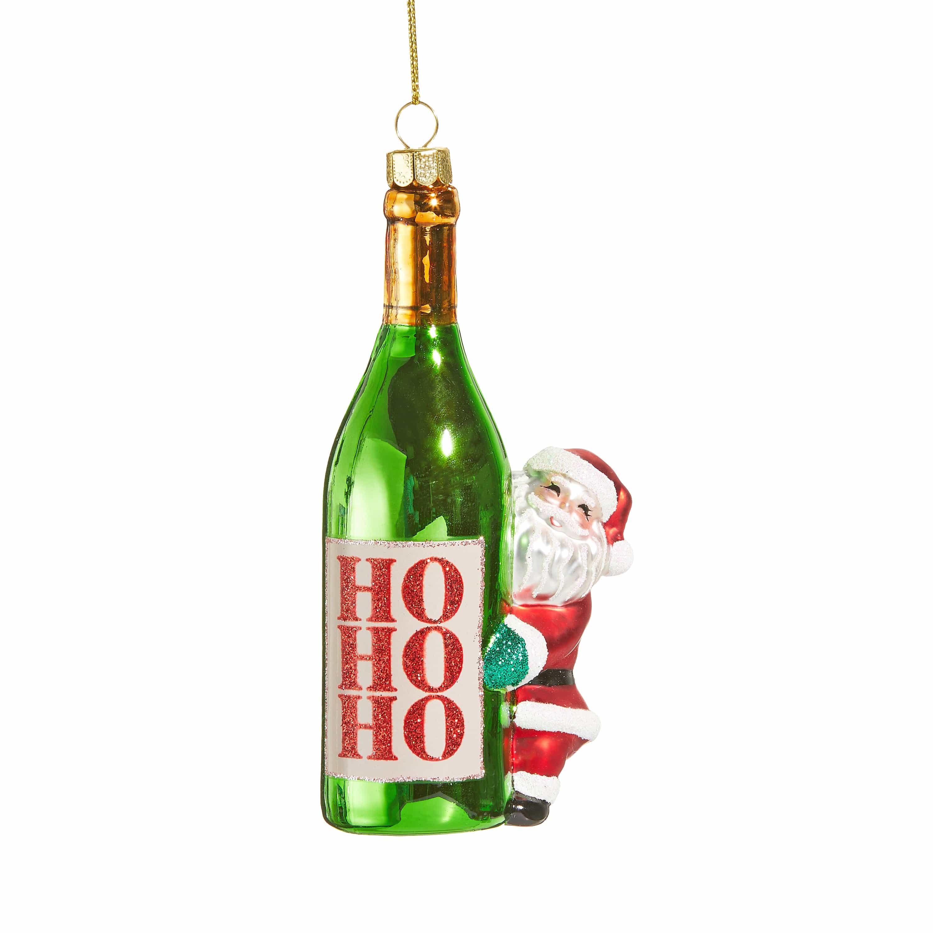 RAZ Imports Seasonal Decor Bottled Christmas Cheer Glass Ornament