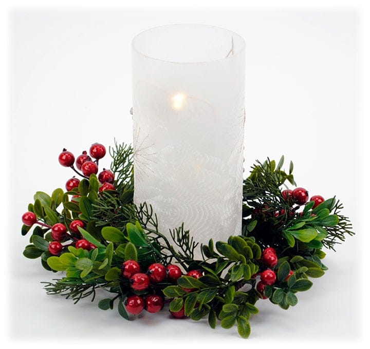 Wills Seasonal Decor Boxwood Berry Candle Ring