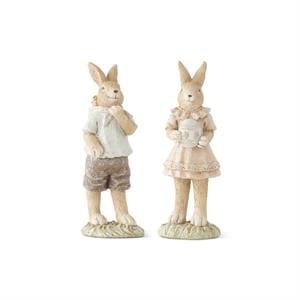 K&K Seasonal Decor Boy and Girl Standing Bunnies