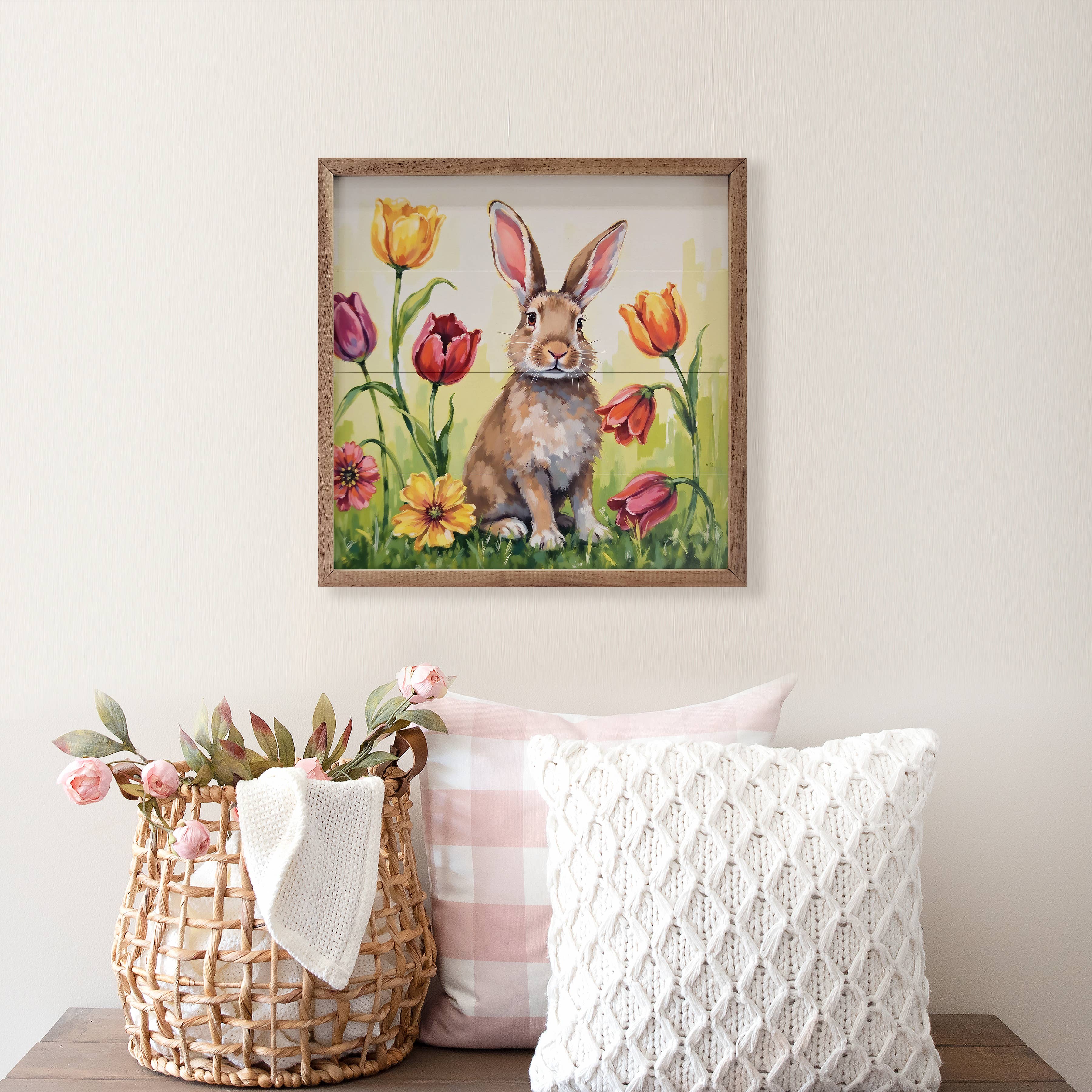 Brown Bunny In Tulips Print