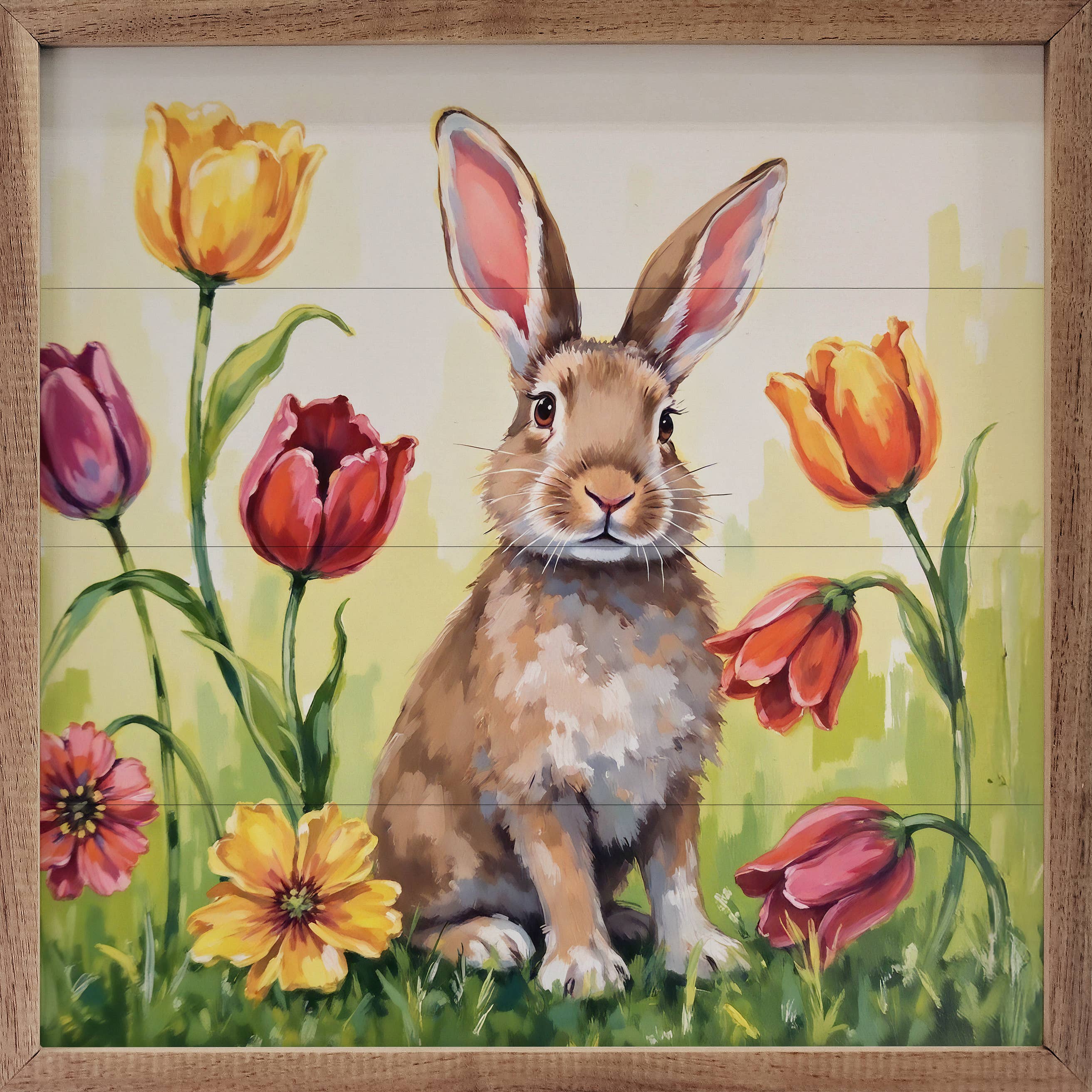 Kendrick Home print Brown Bunny In Tulips Print
