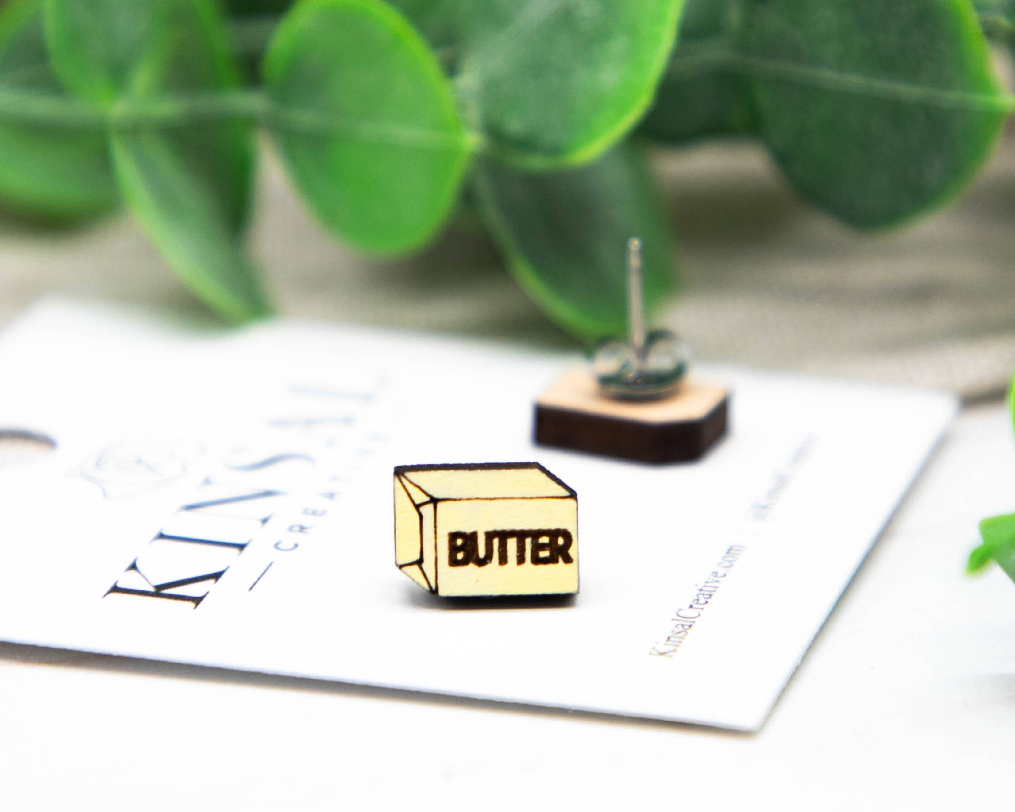 Butter Wood Stud Earrings