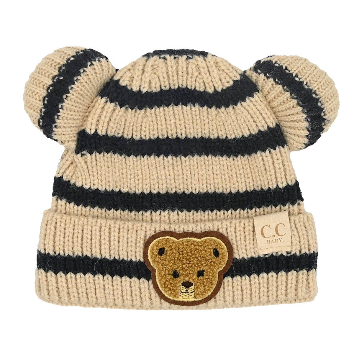 C.C Baby Beanie Striped Teddy Bear Double Pom