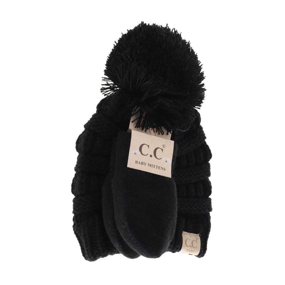 C.C Baby Pom Beanie & Mitten Set