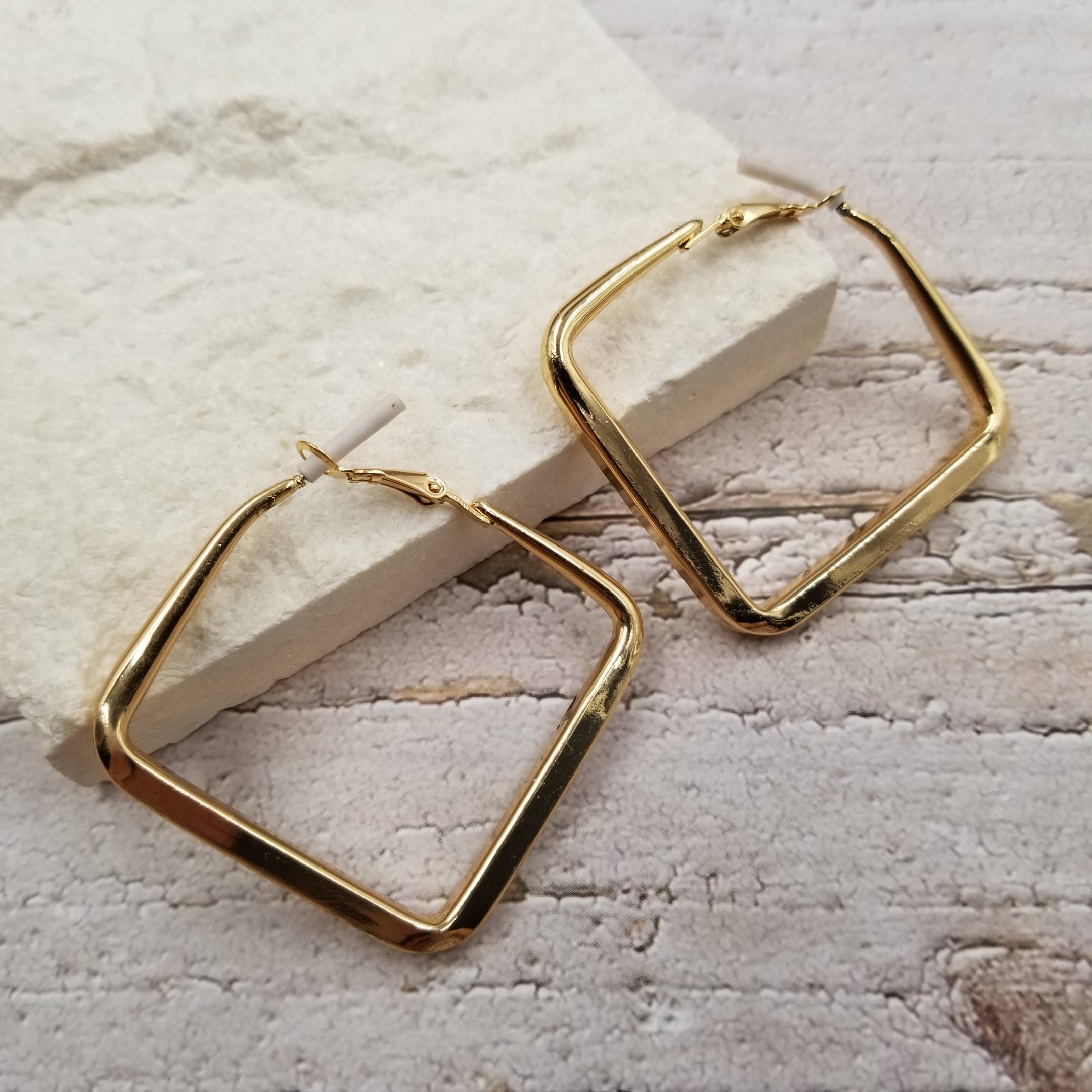Silver Geometric Square Earrings