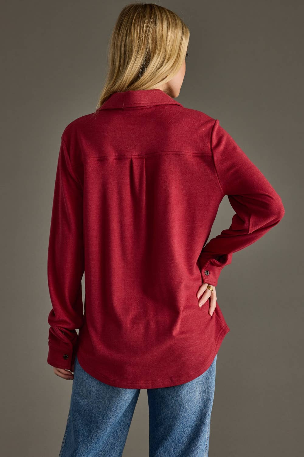 Heather Red Super Soft Button Up