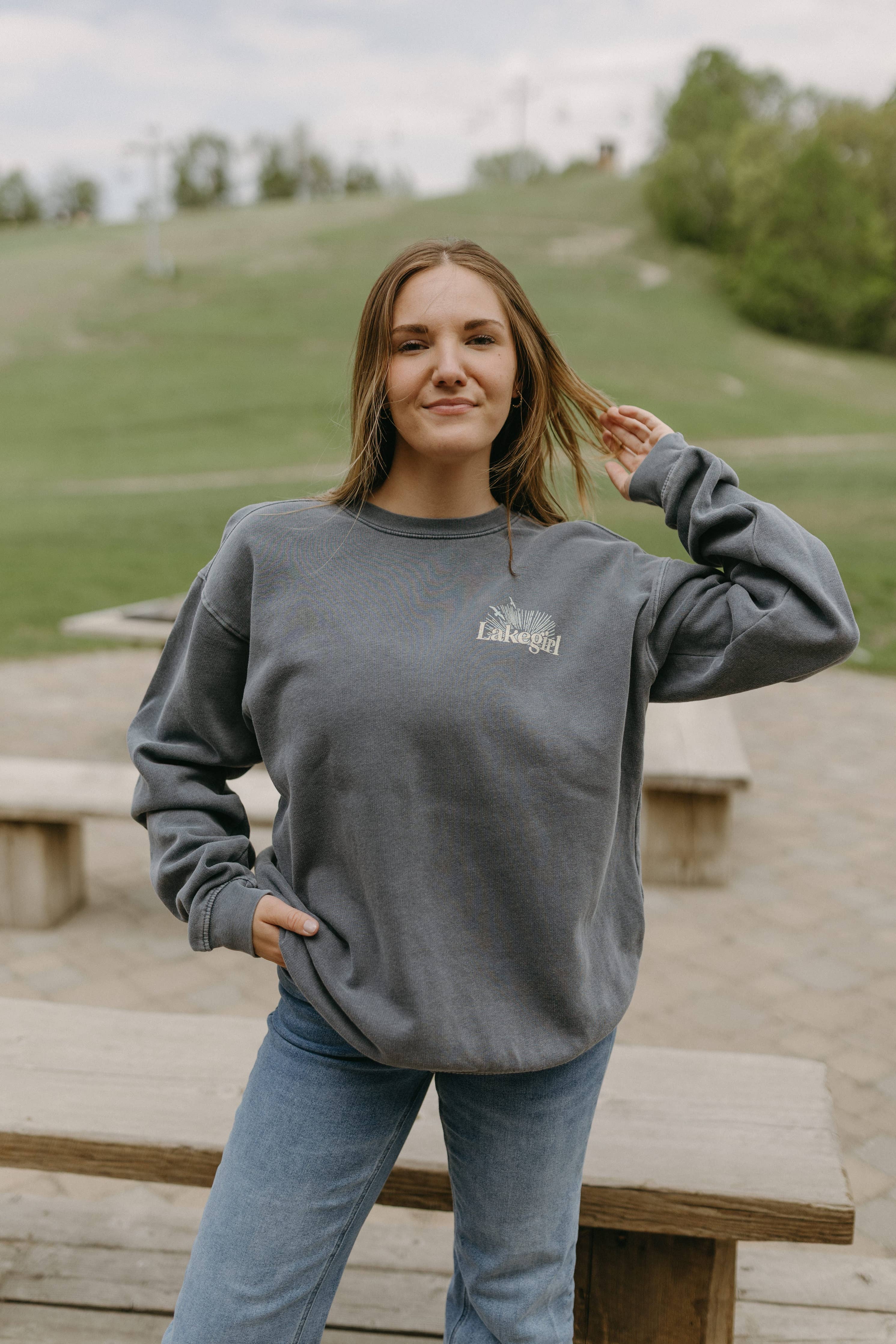 Indigo Lakegirl Ringspun Fleece Crew Neck