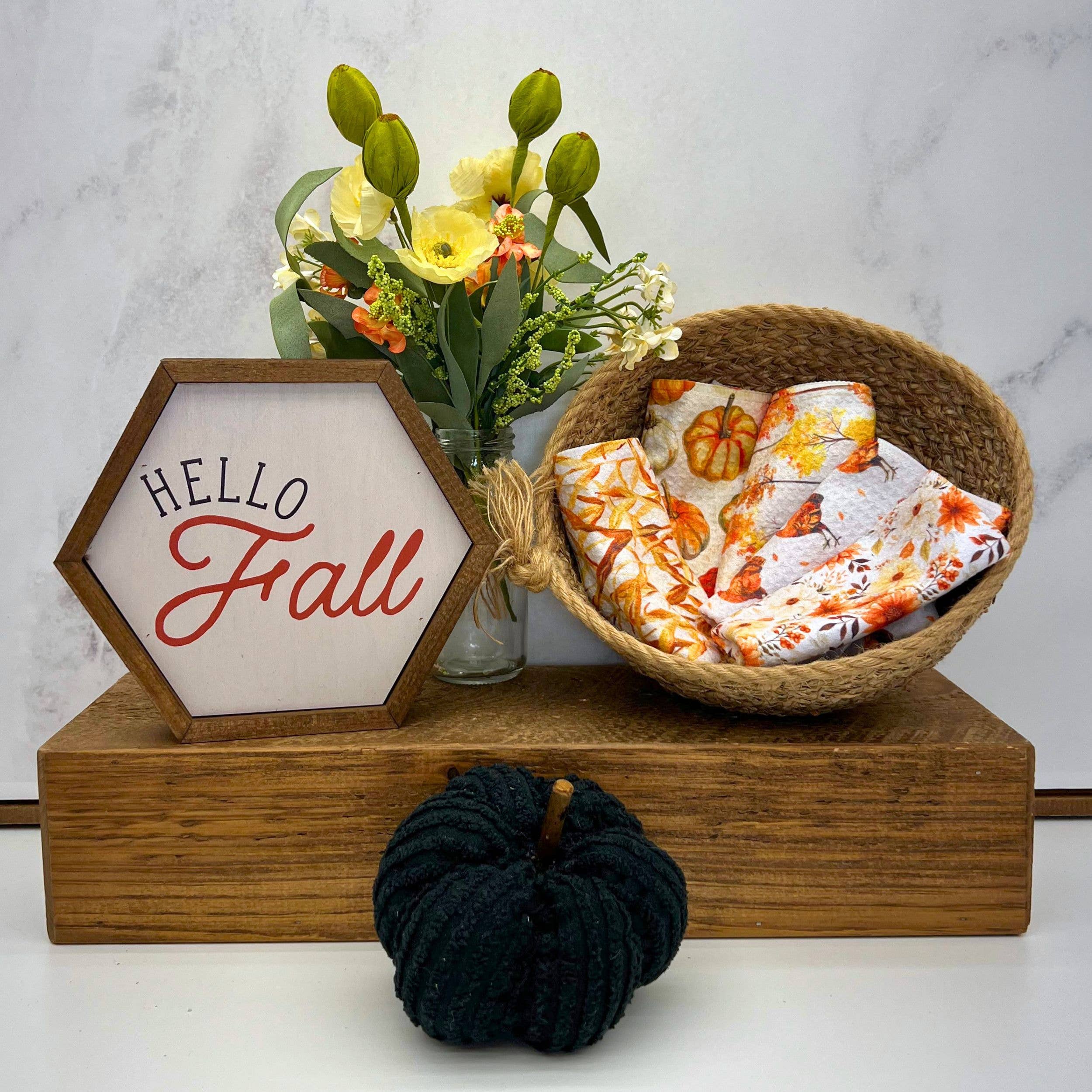 Fall Pumpkin Waffle Washcloths - Fall Decor