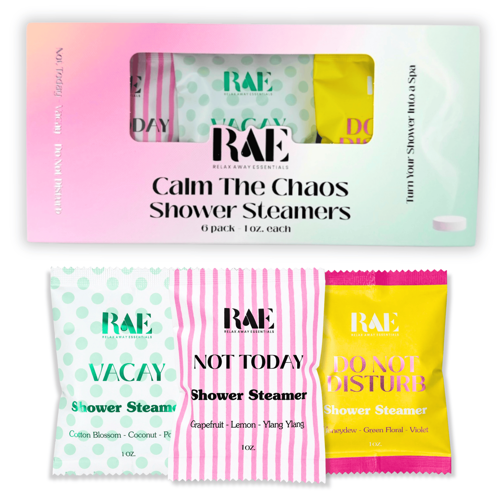 Relax Away Essentials Shower Steamer Calm The Chaos 6 Pack Shower Steamers