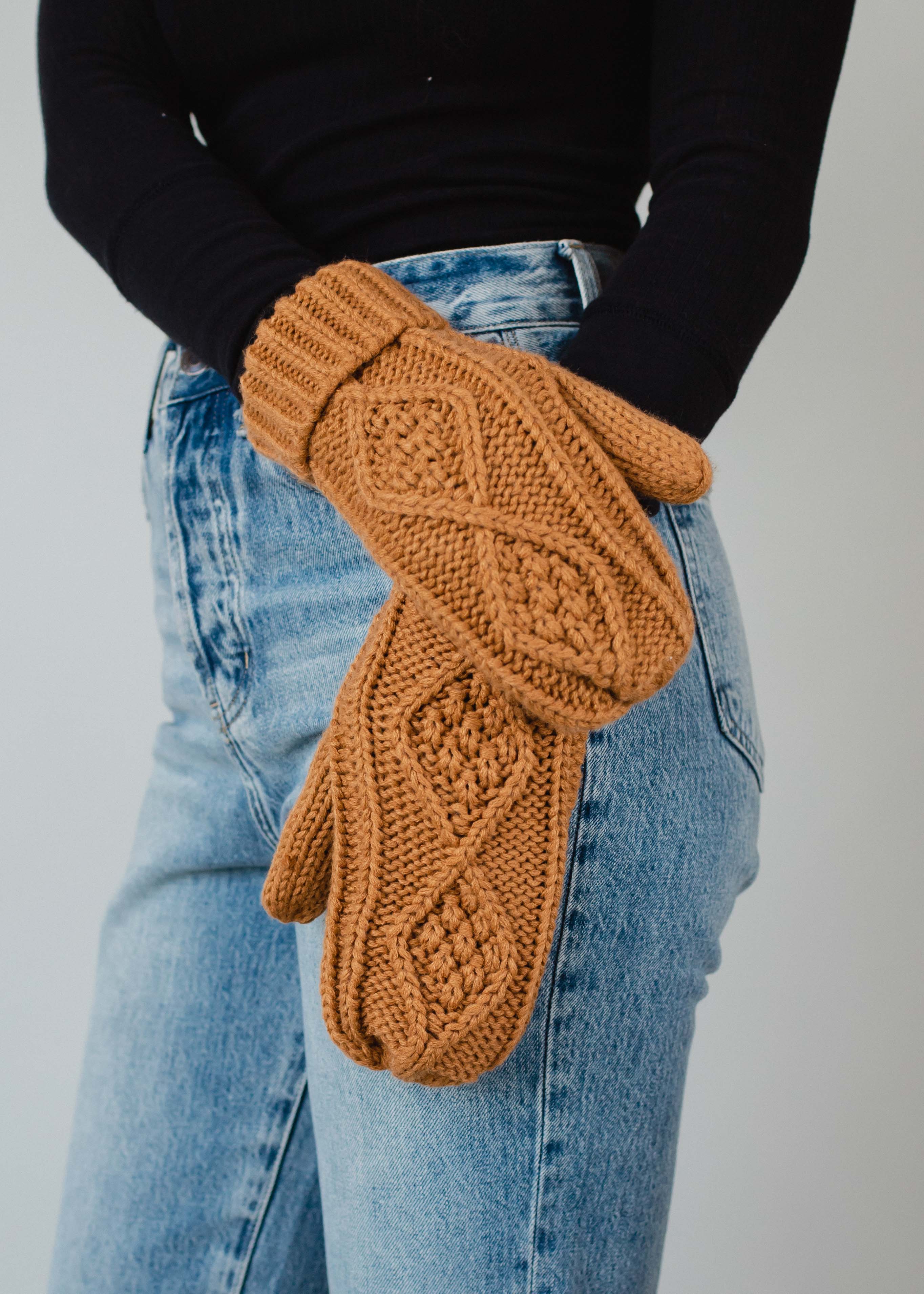Panache Apparel Co. Mittens Camel Cable Knit Mittens