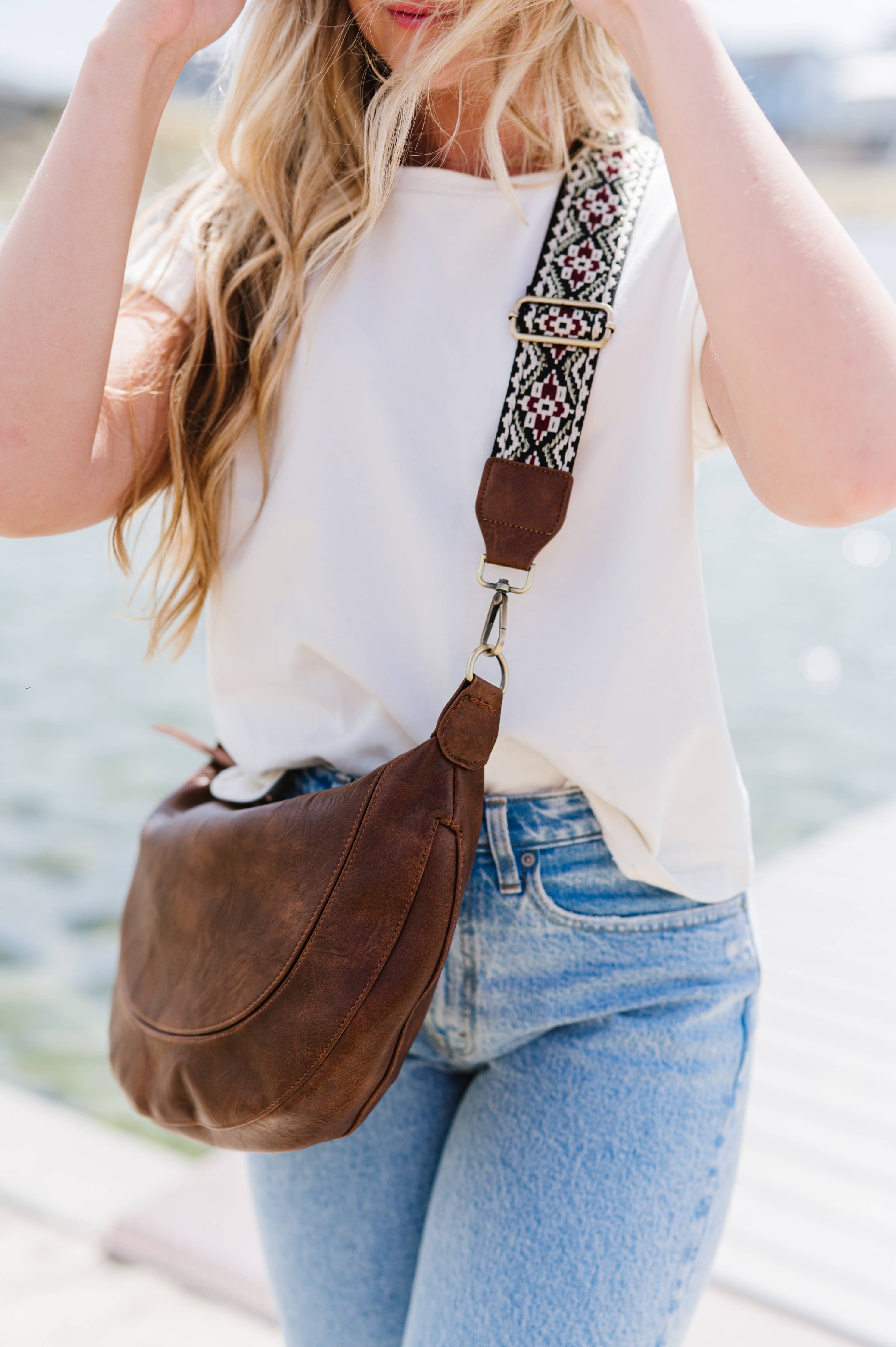 Camila Coffee Crescent Moon Shoulder Bag