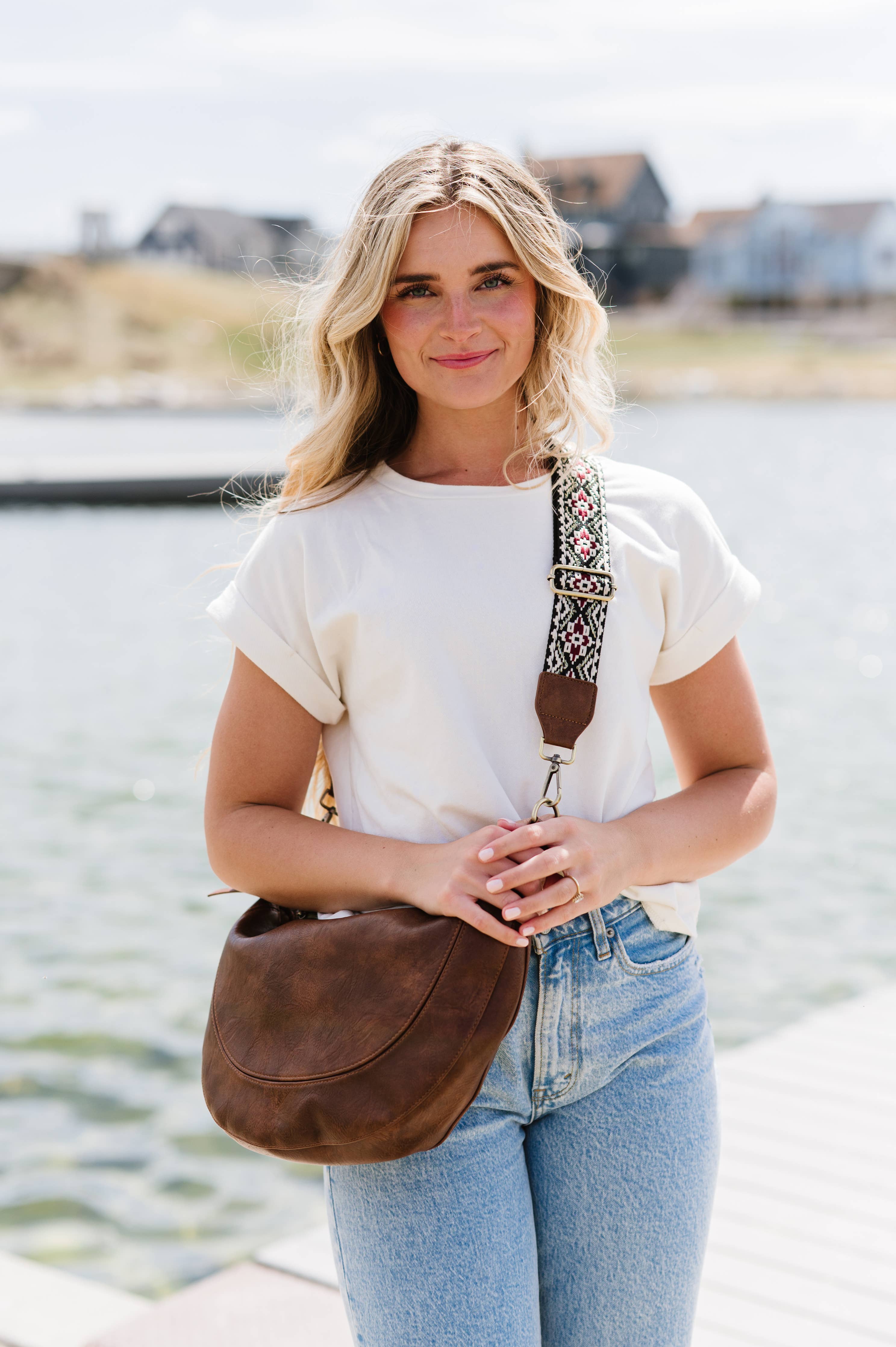 Camila Coffee Crescent Moon Shoulder Bag