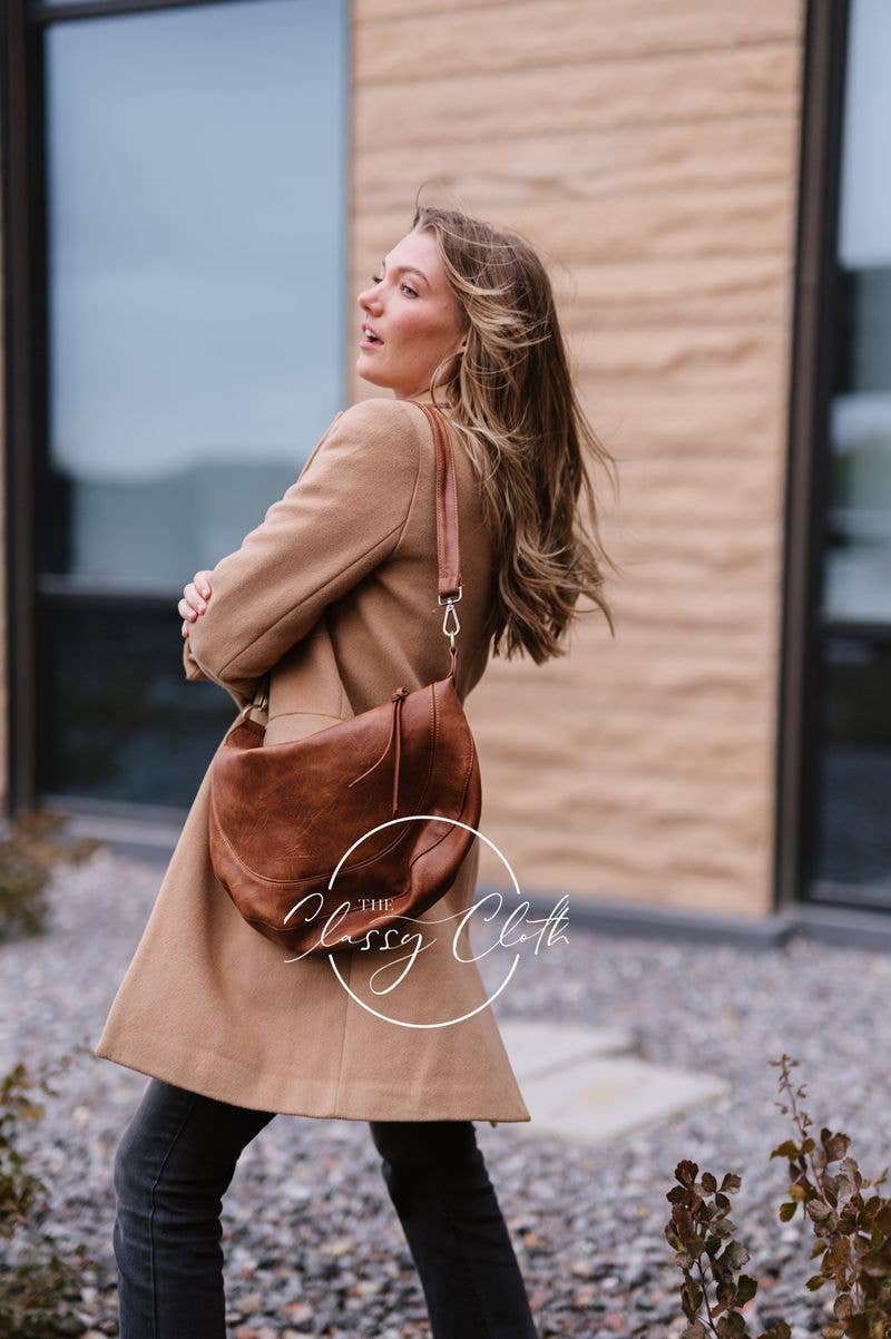 Camila Crescent Moon Bag w/Tan Neutral Boho Strap