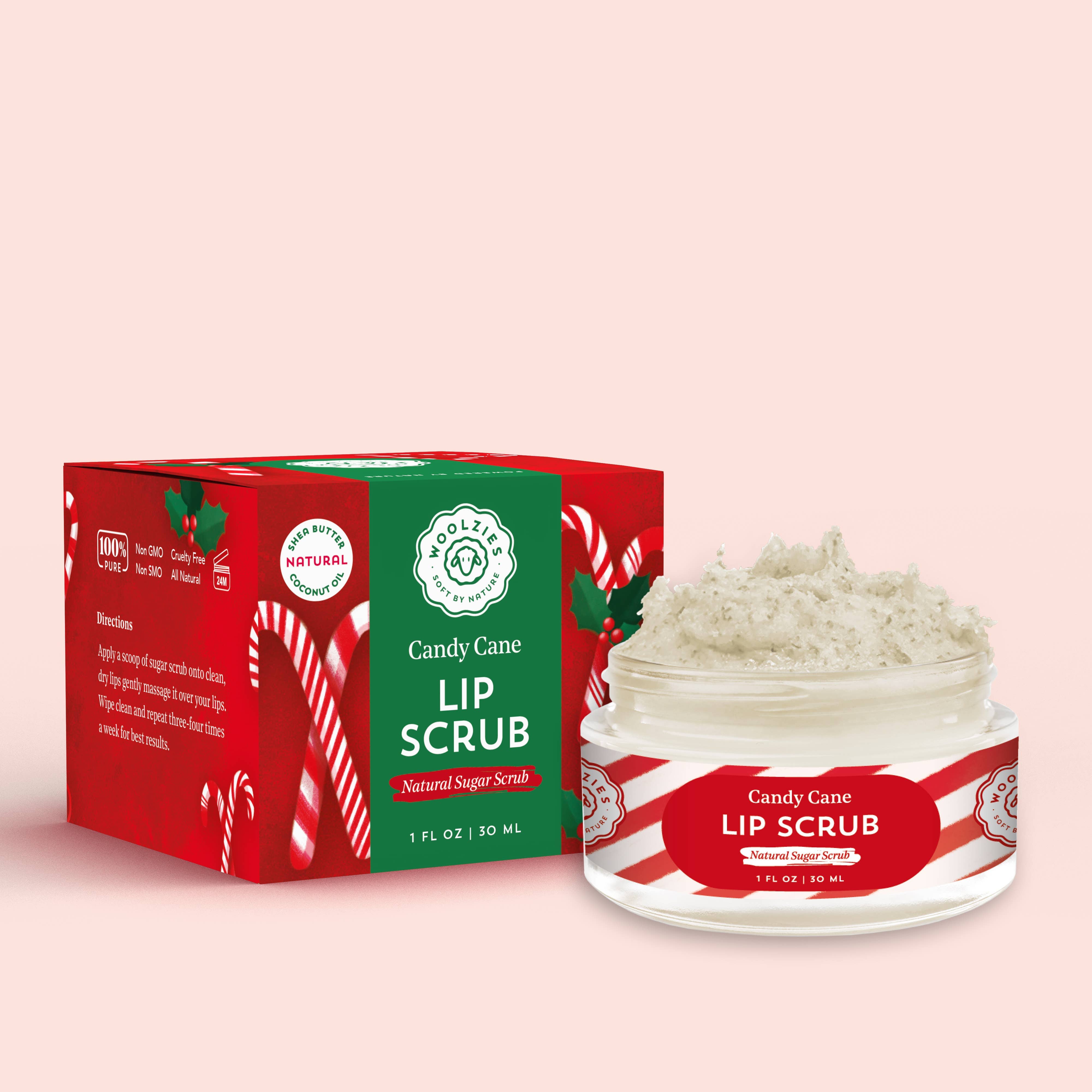Woolzies Candy Cane Sugar Lip Scrub | Shea & Cocoa Butter | 1 oz
