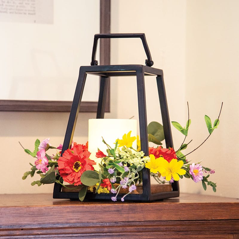 Cast Iron & Wood Open Air Lantern with Handle