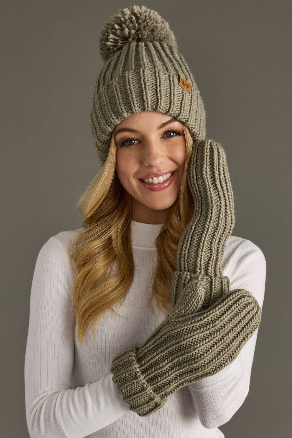 Dusty Sage Knit Mittens