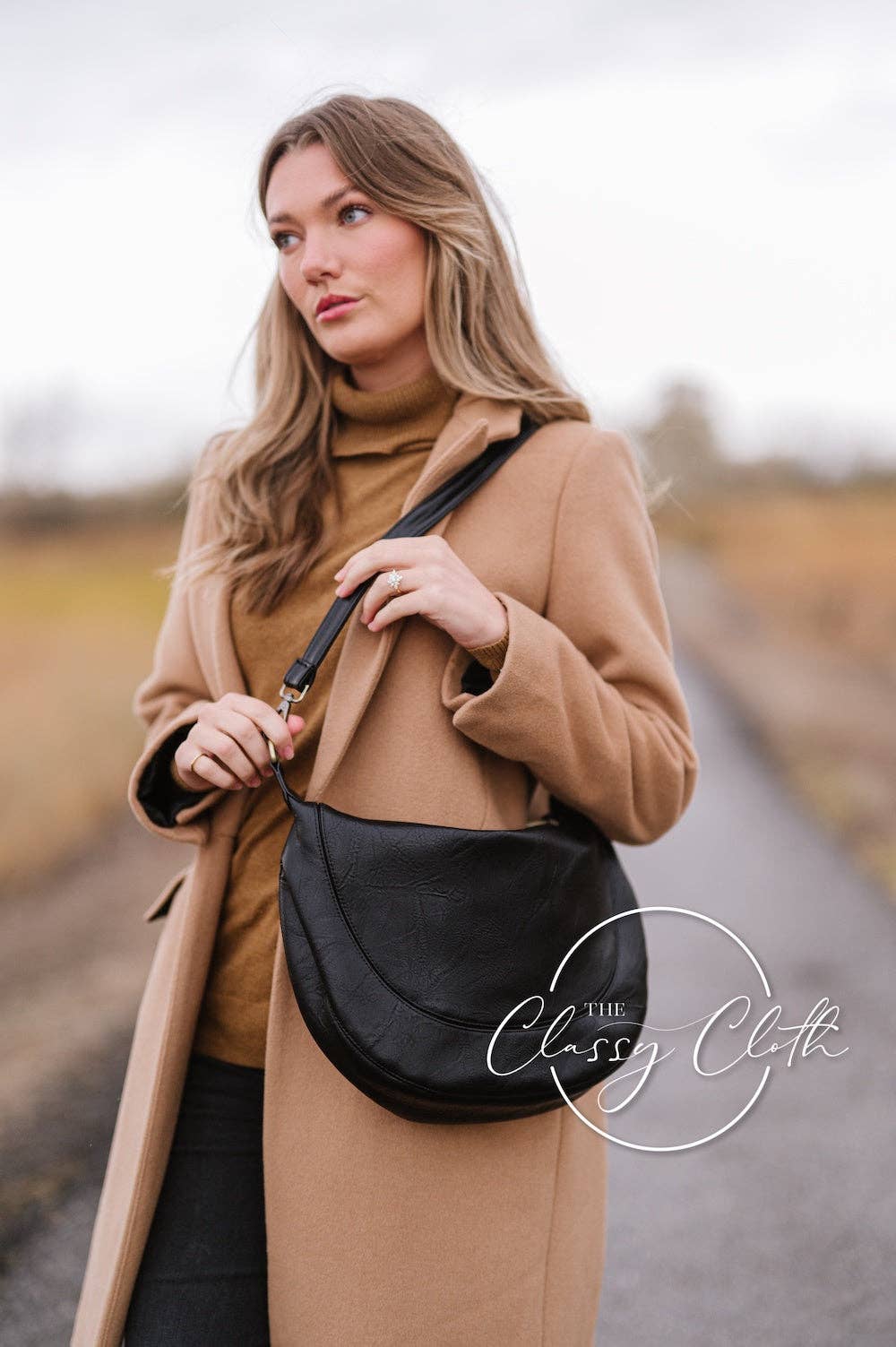 Camila Crescent Moon Bag w/ Black Bee Strap