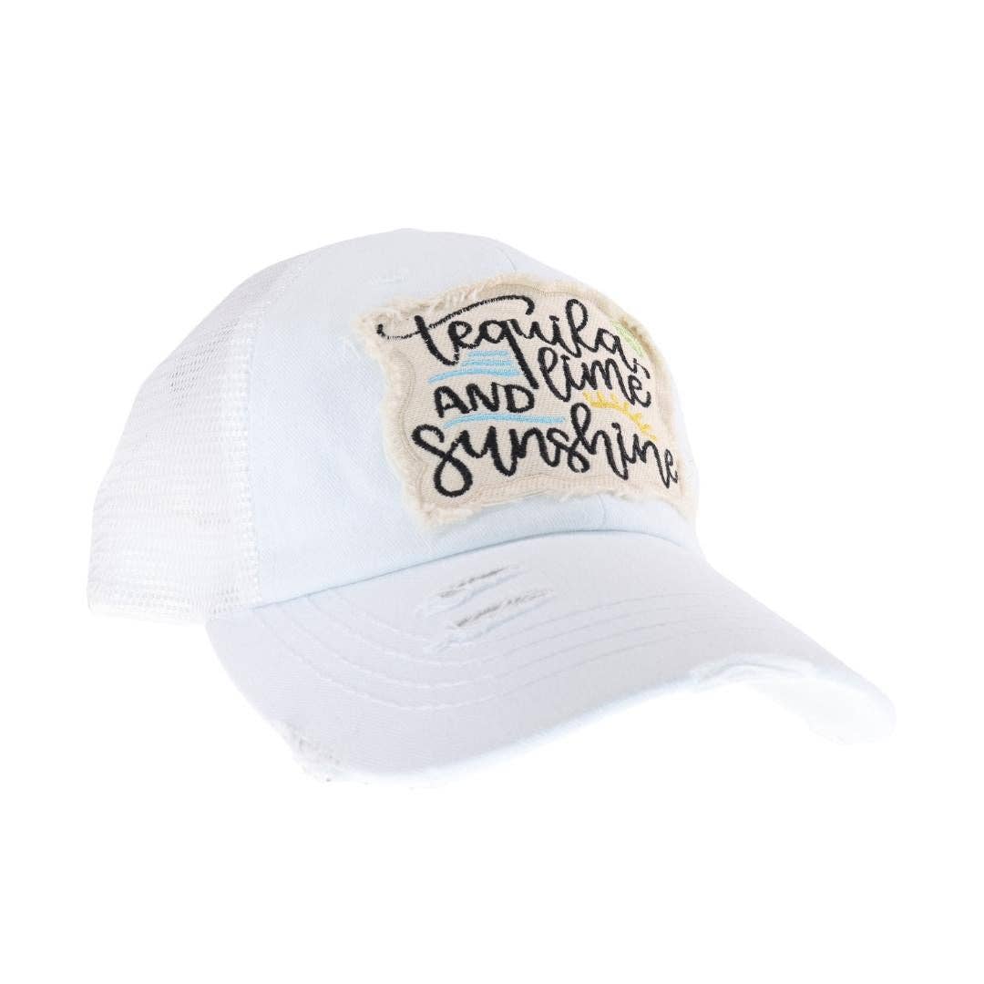 Embroidered Tequila Lime and Sunshine Patch C.C High Pony Hat