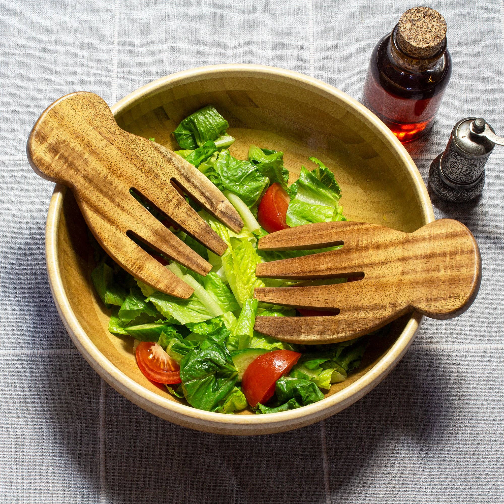 TB Home® Acacia Wood Salad Hands, Salad Serving Utensil Set