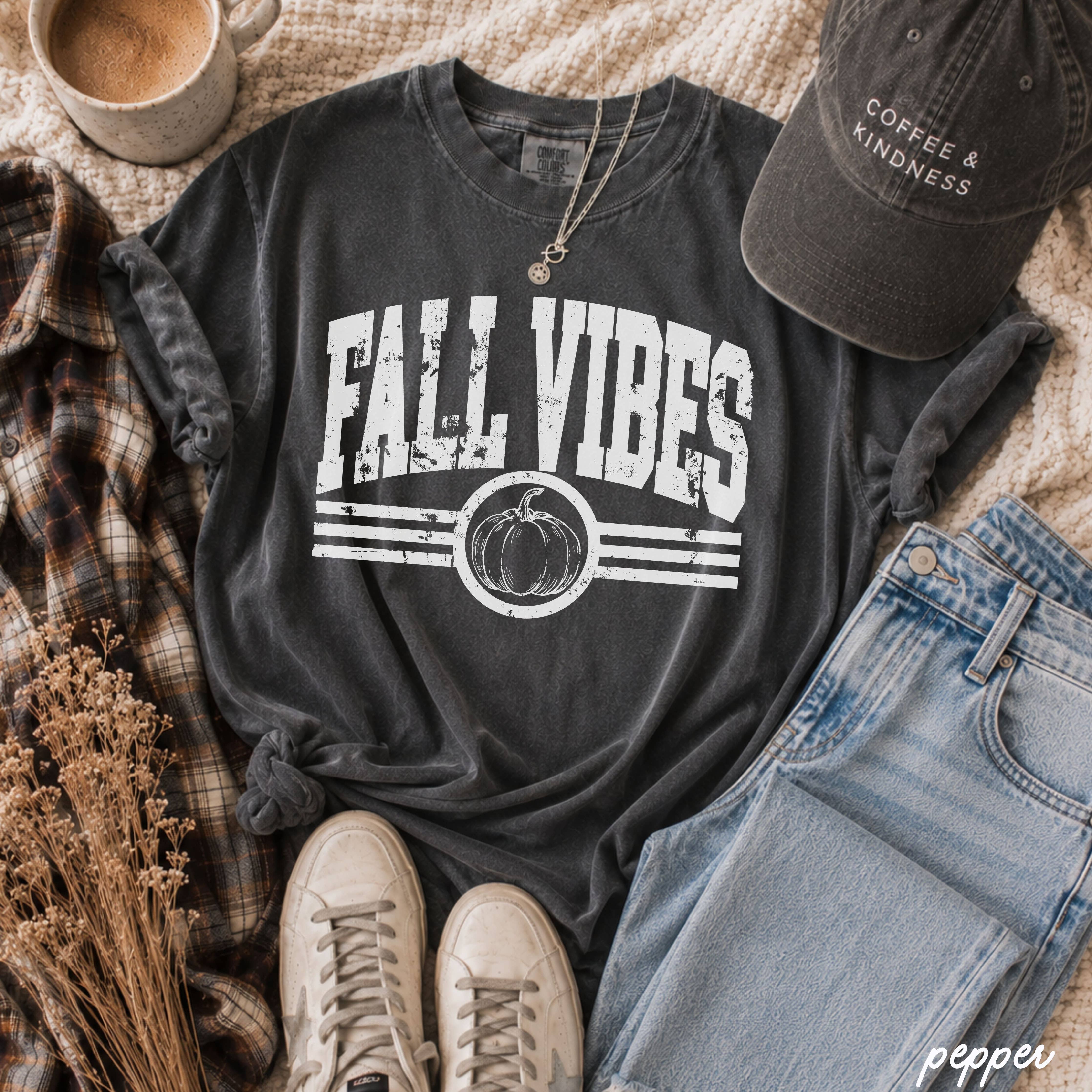 Fall Vibes Tee *13 Colors (S-3X): Extra Large / Ivory
