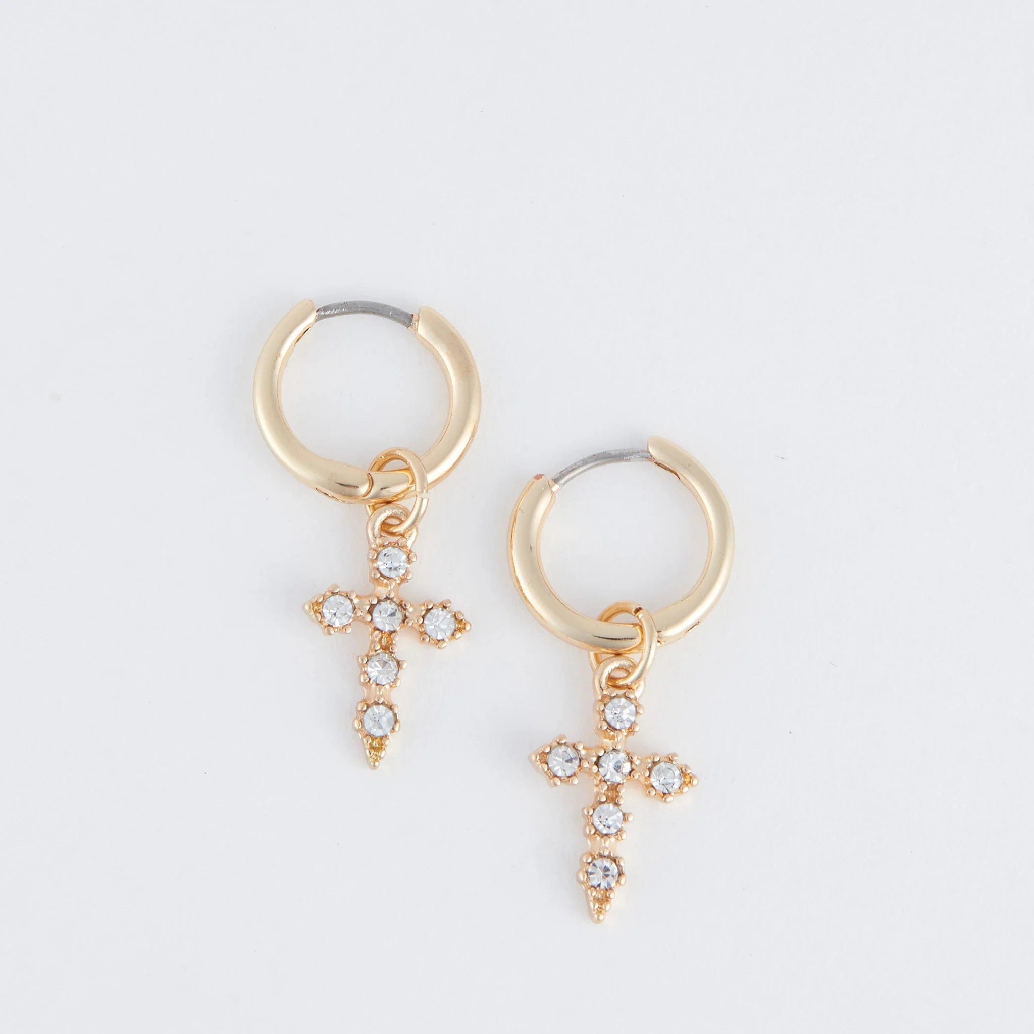 MJJ #8 (Melissa) Earrings Cera Pave Cross Earrings Gold