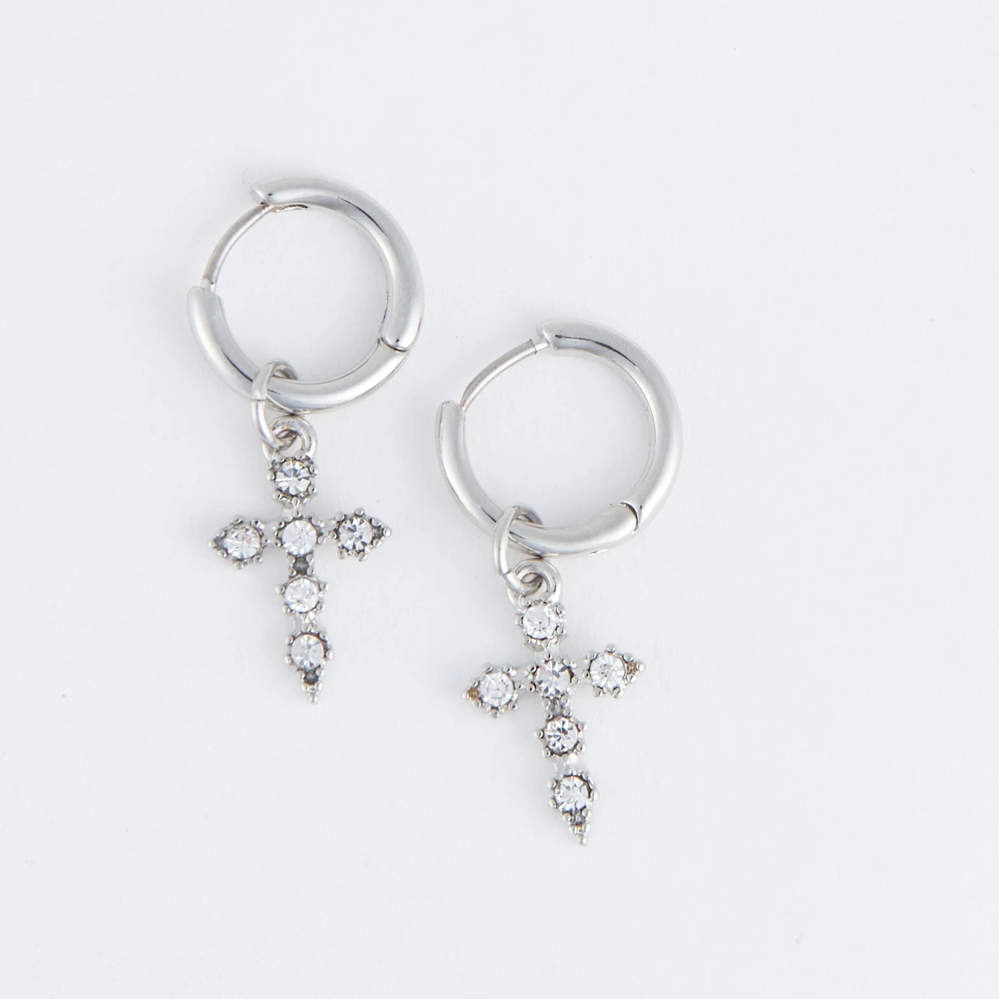 MJJ #8 (Melissa) Earrings Cera Pave Cross Earrings Silver