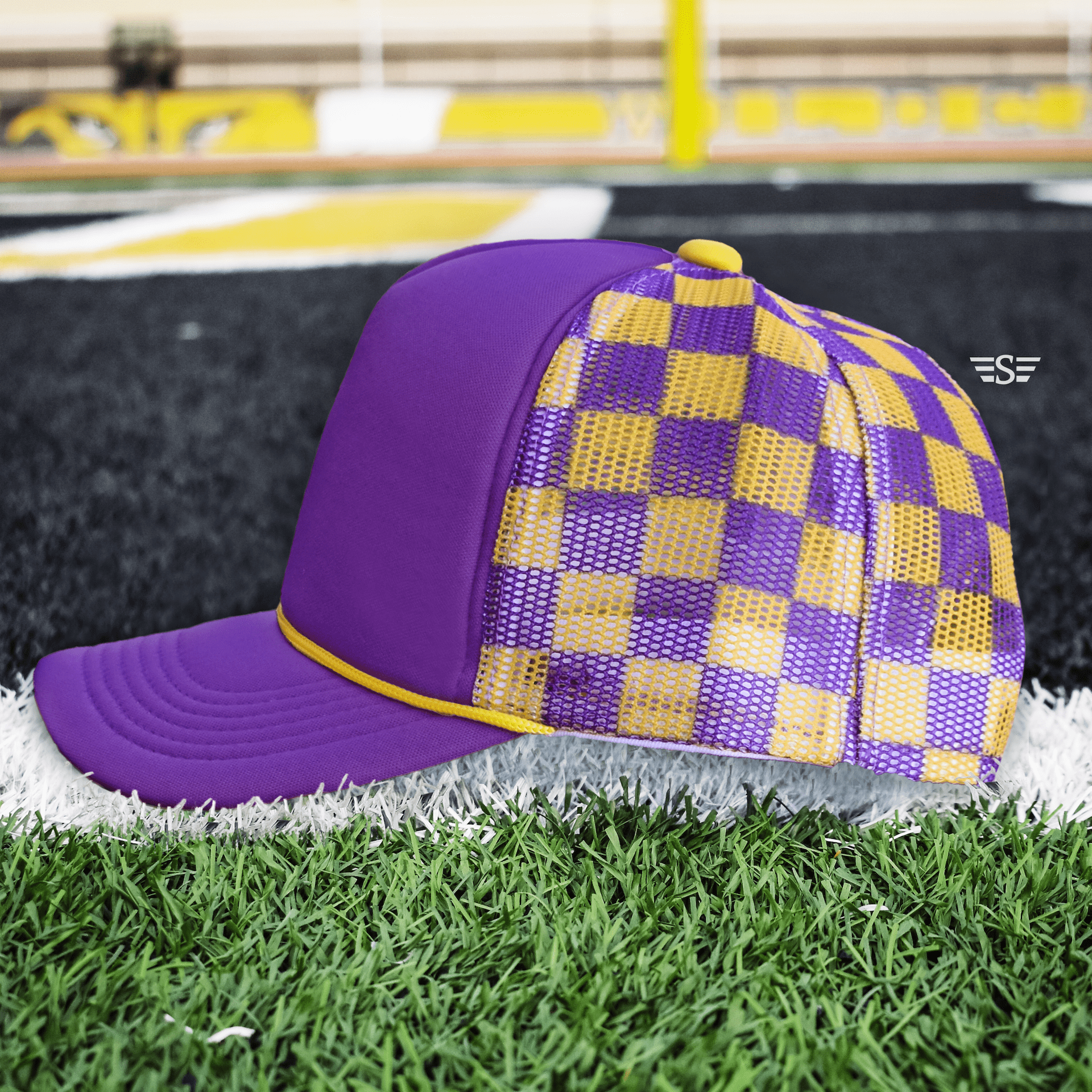 Checkered Mesh Back Baseball Trucker Hat