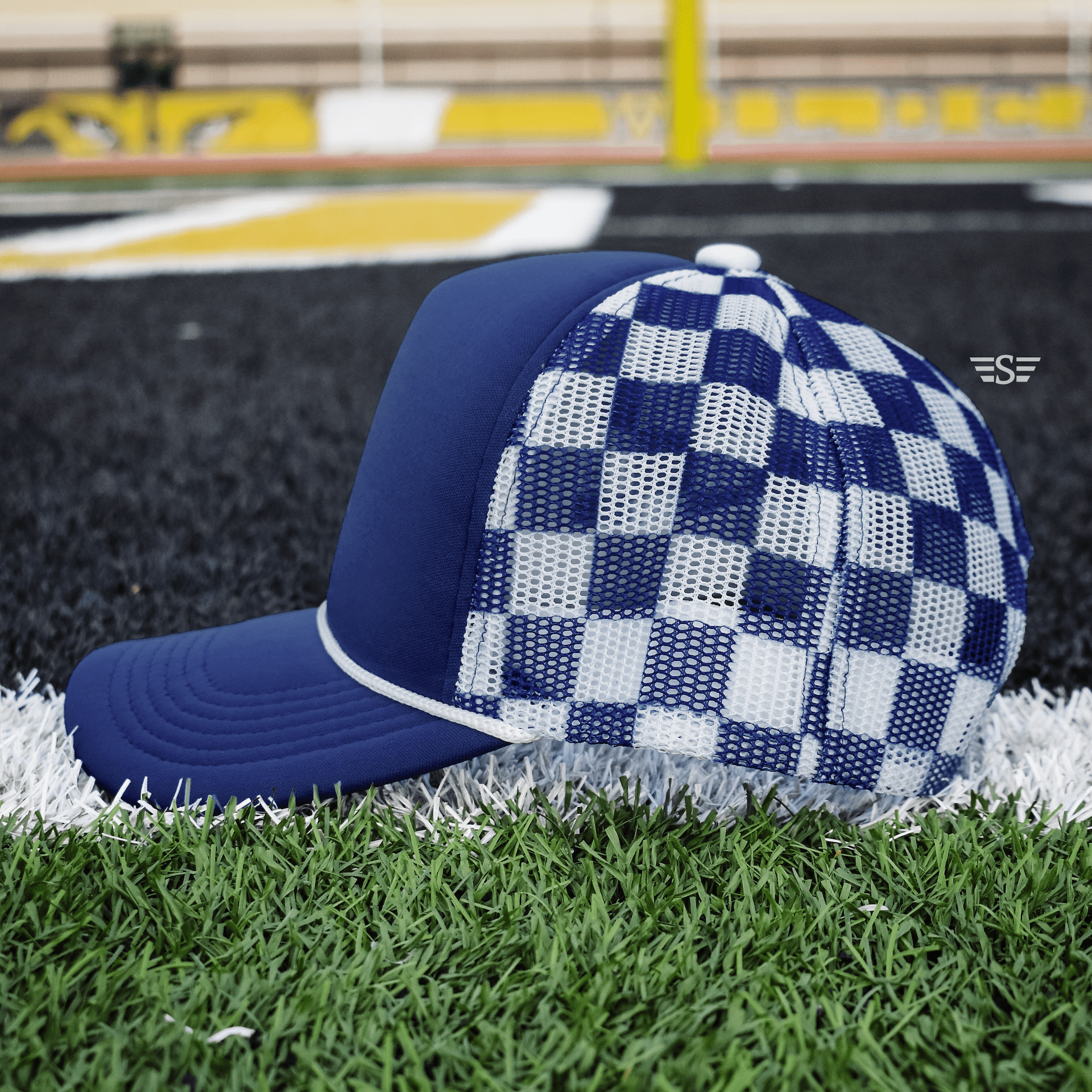 Checkered Mesh Back Baseball Trucker Hat