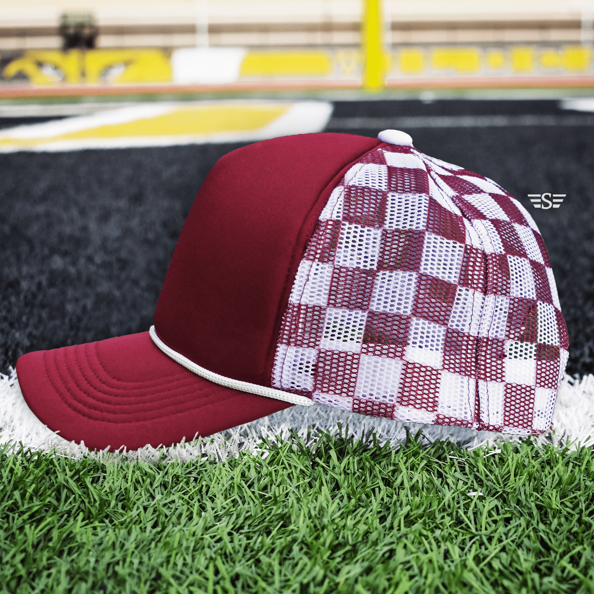 Checkered Mesh Back Baseball Trucker Hat