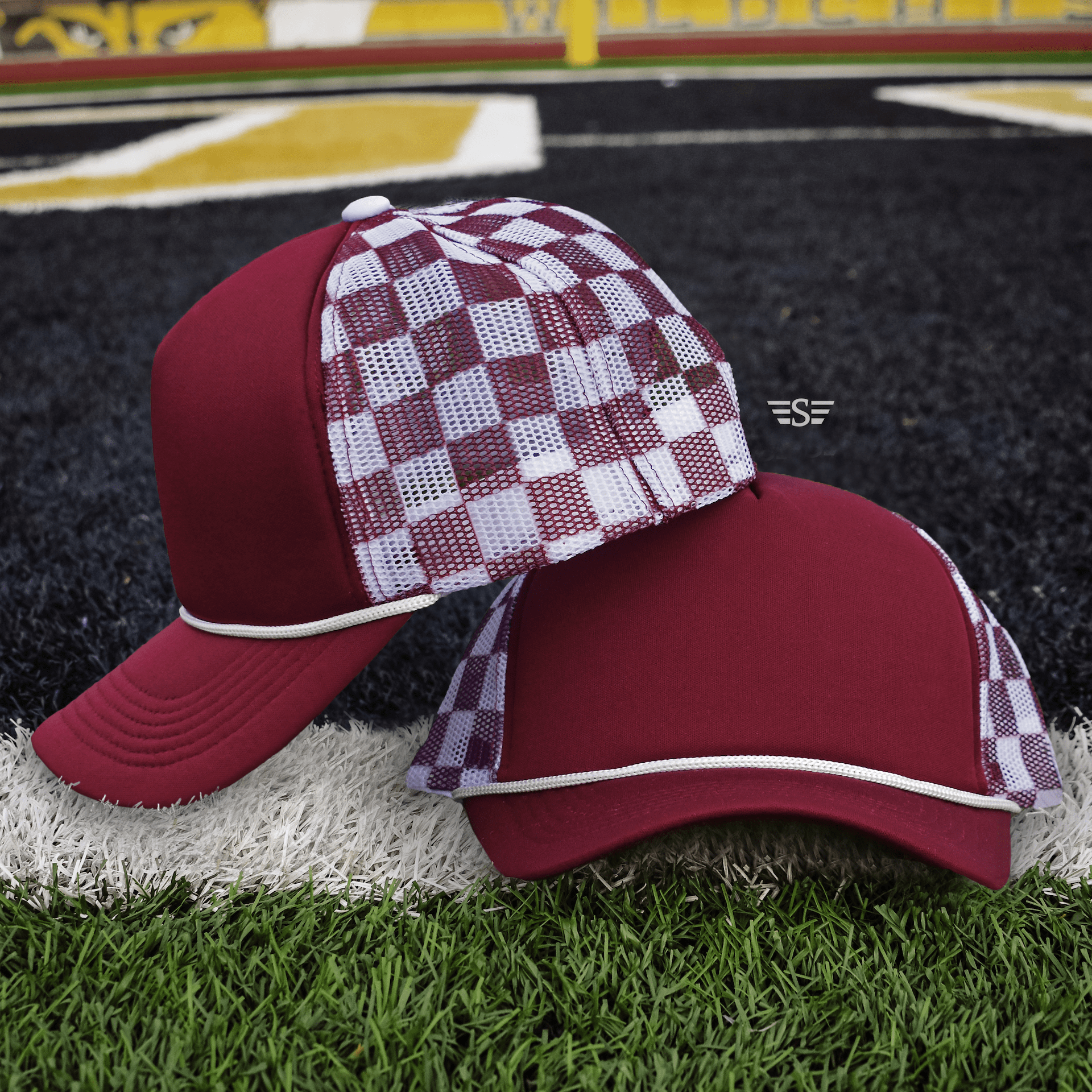 Checkered Mesh Back Baseball Trucker Hat