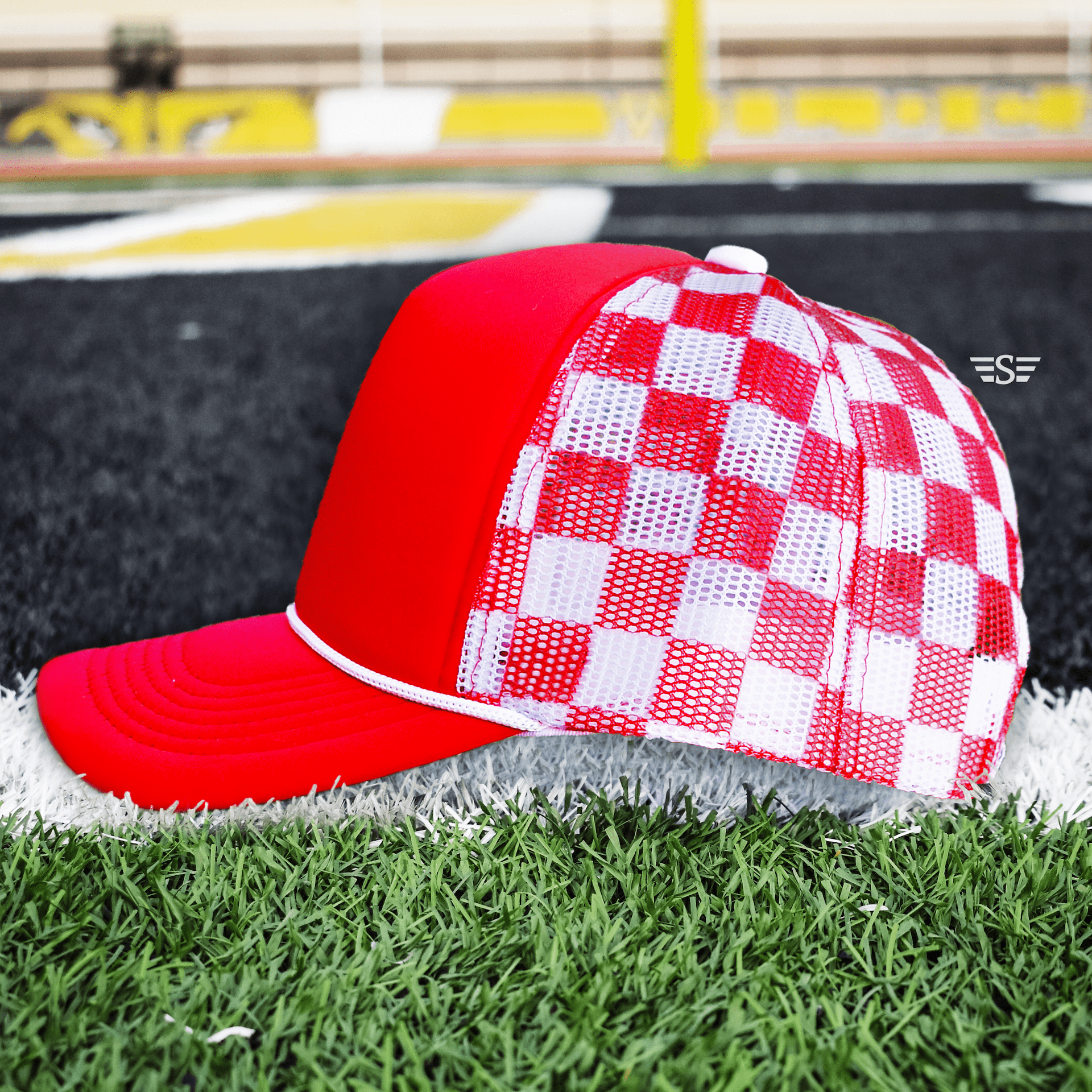 Checkered Mesh Back Baseball Trucker Hat