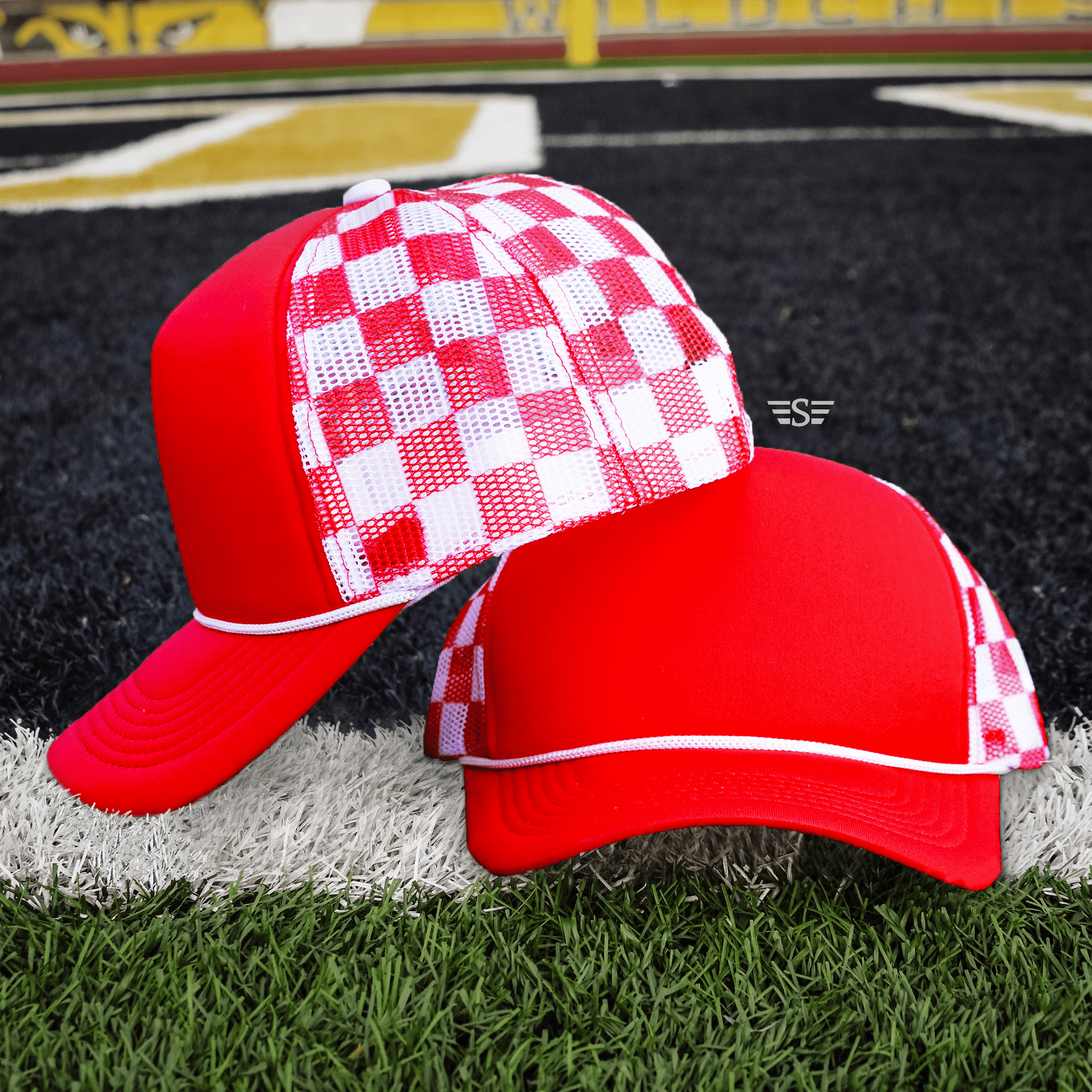 Checkered Mesh Back Baseball Trucker Hat