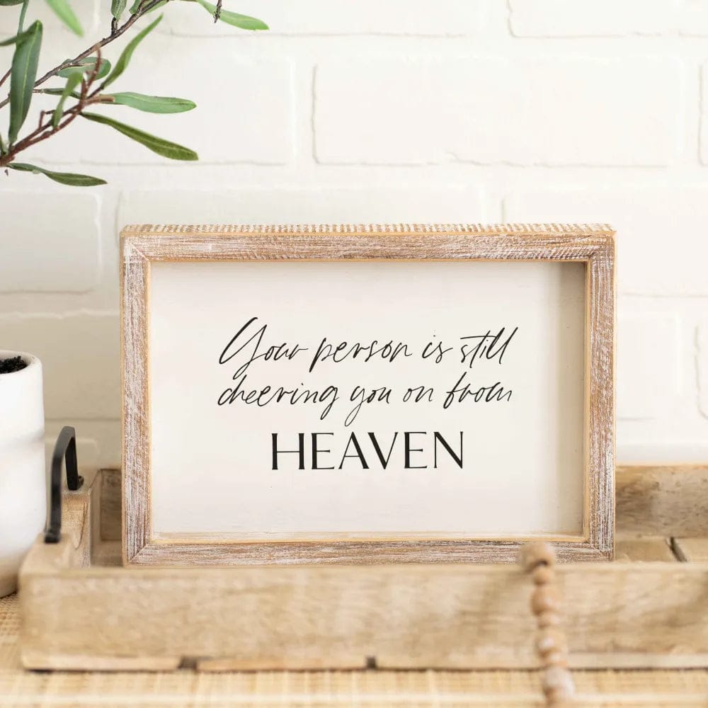 MJJ #8 (Melissa) Wood Sign Cheering You On From Heaven Wood Sign
