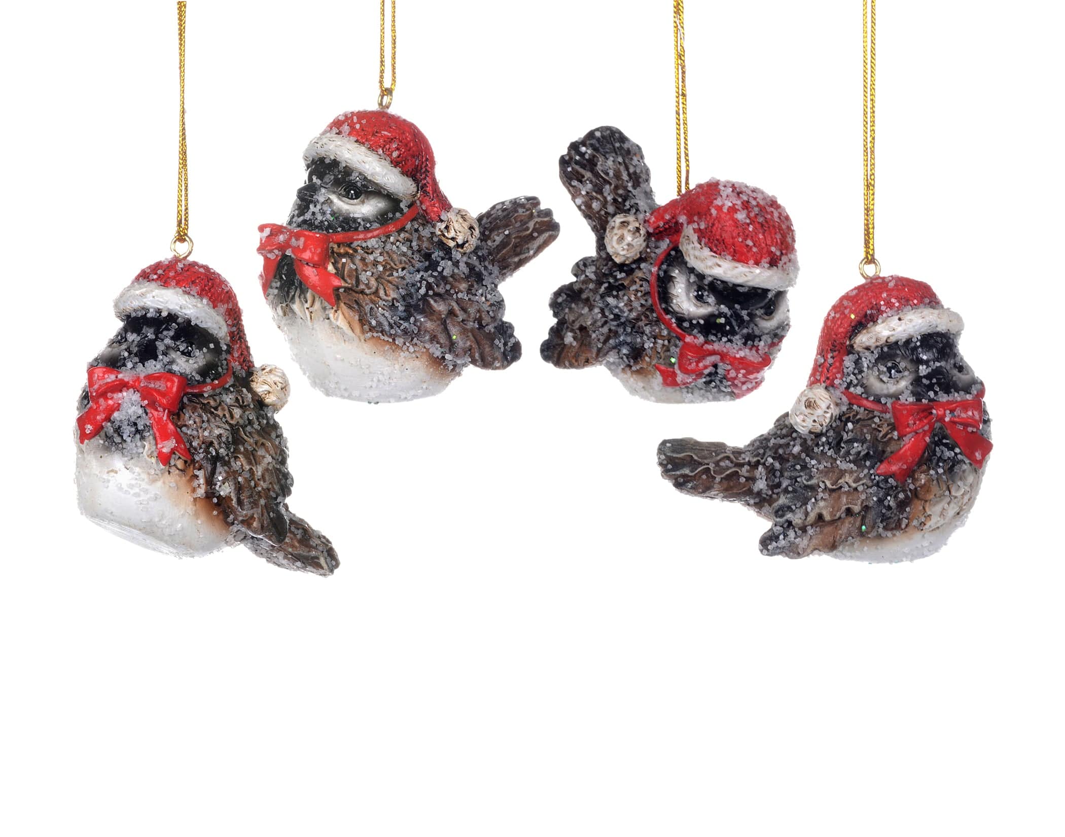 Christmas Traditions Seasonal Decor Chickadee Ornament with Santa Hat