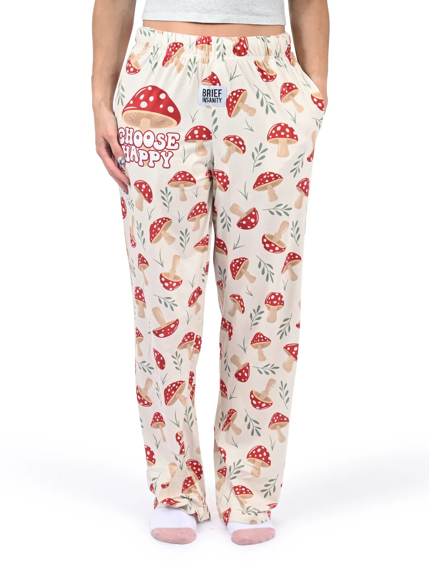 Brief Insanity Lounge Pants Choose Happy Mushroom Lounge Pants