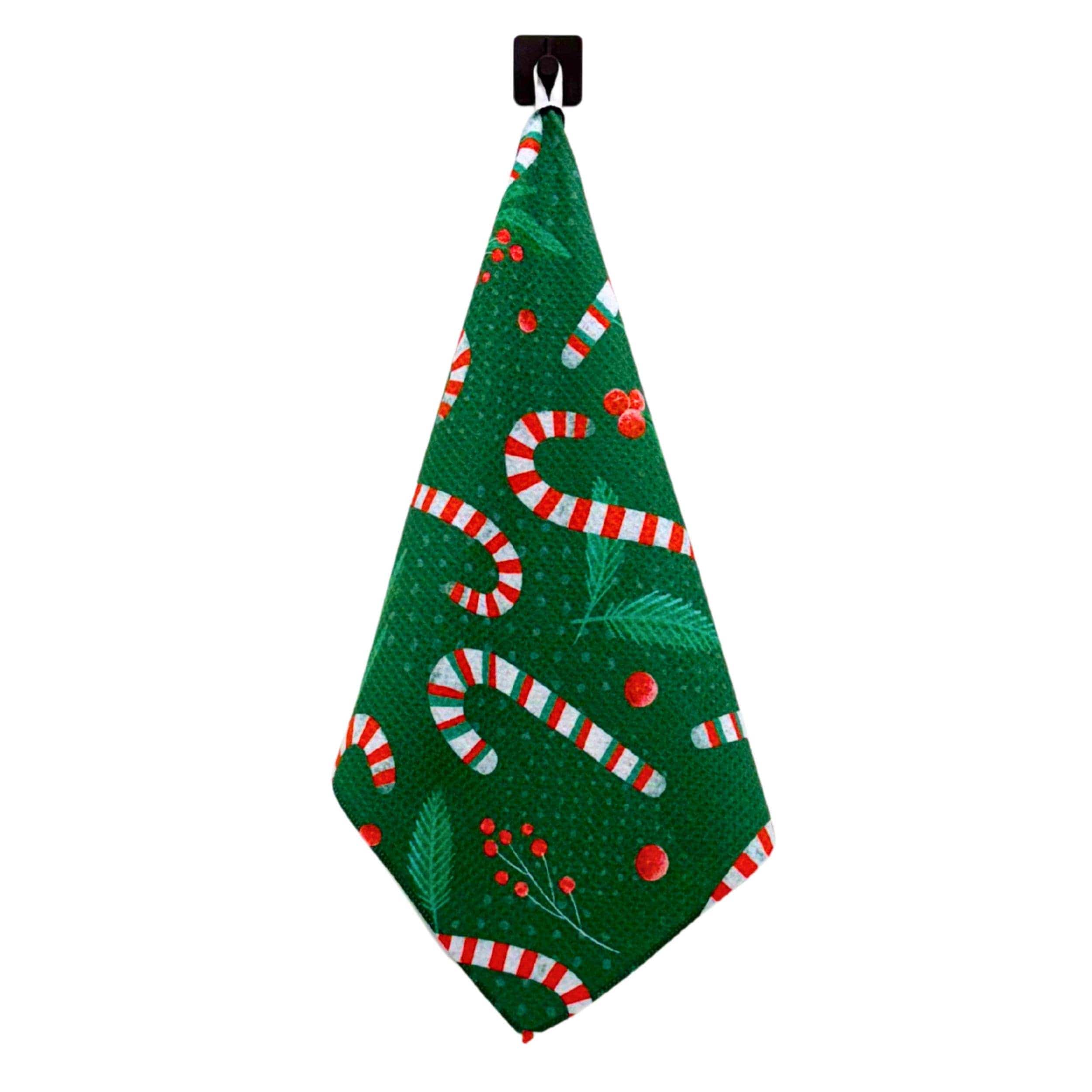 Driftless Studios Kitchen Towel Christmas Candy Cane Kitchen Waffle Tea Towels