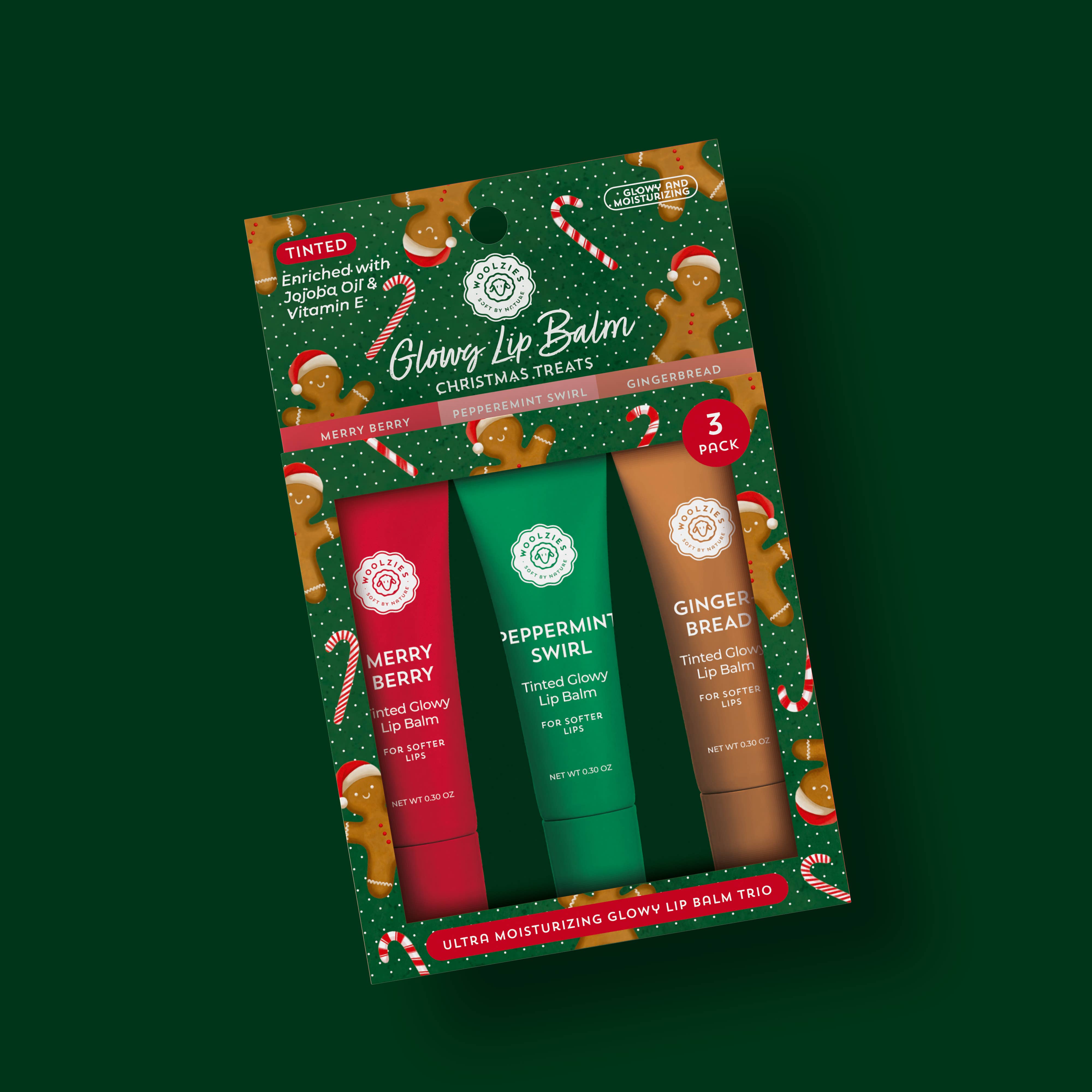 Woolzies Christmas Treats Glowy Lip Balm  Trio