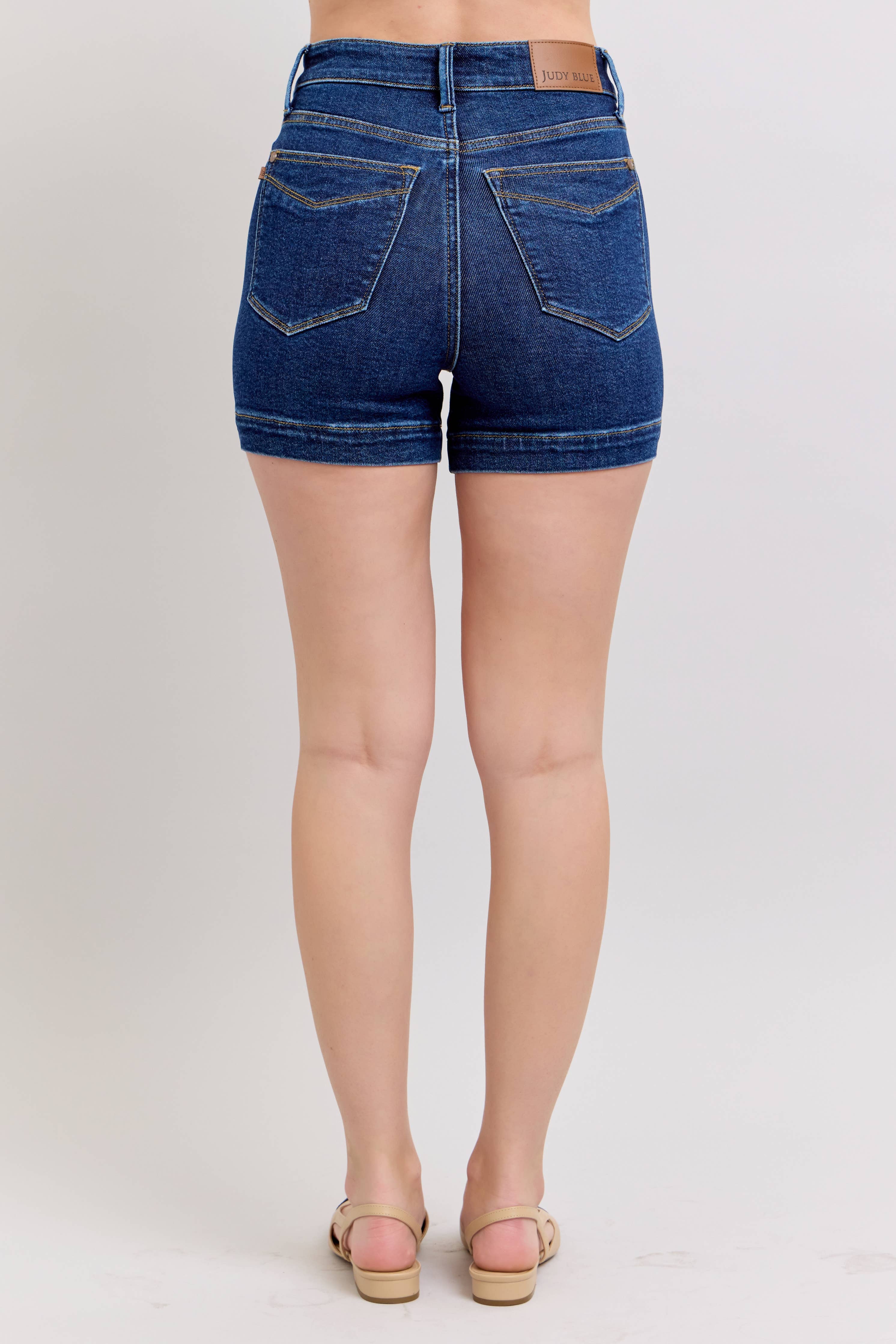 Classic Dark Wash High Waisted Tummy Control Judy Blue Shorts