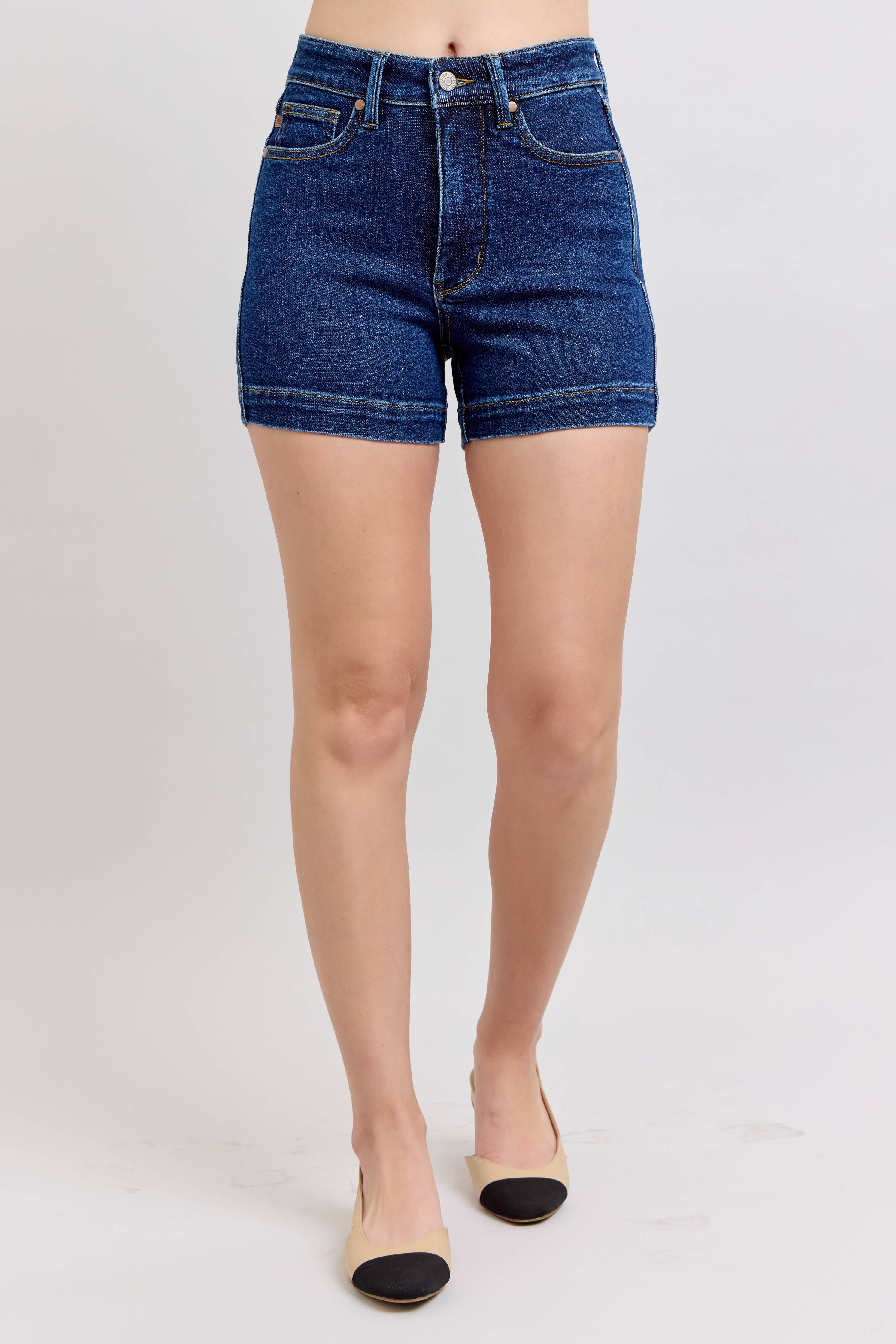 Classic Dark Wash High Waisted Tummy Control Judy Blue Shorts