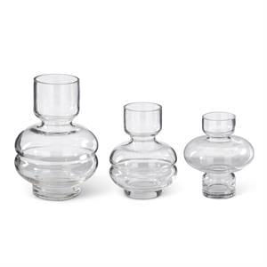 K&K Seasonal Decor Clear Glass Pot Belly Vases