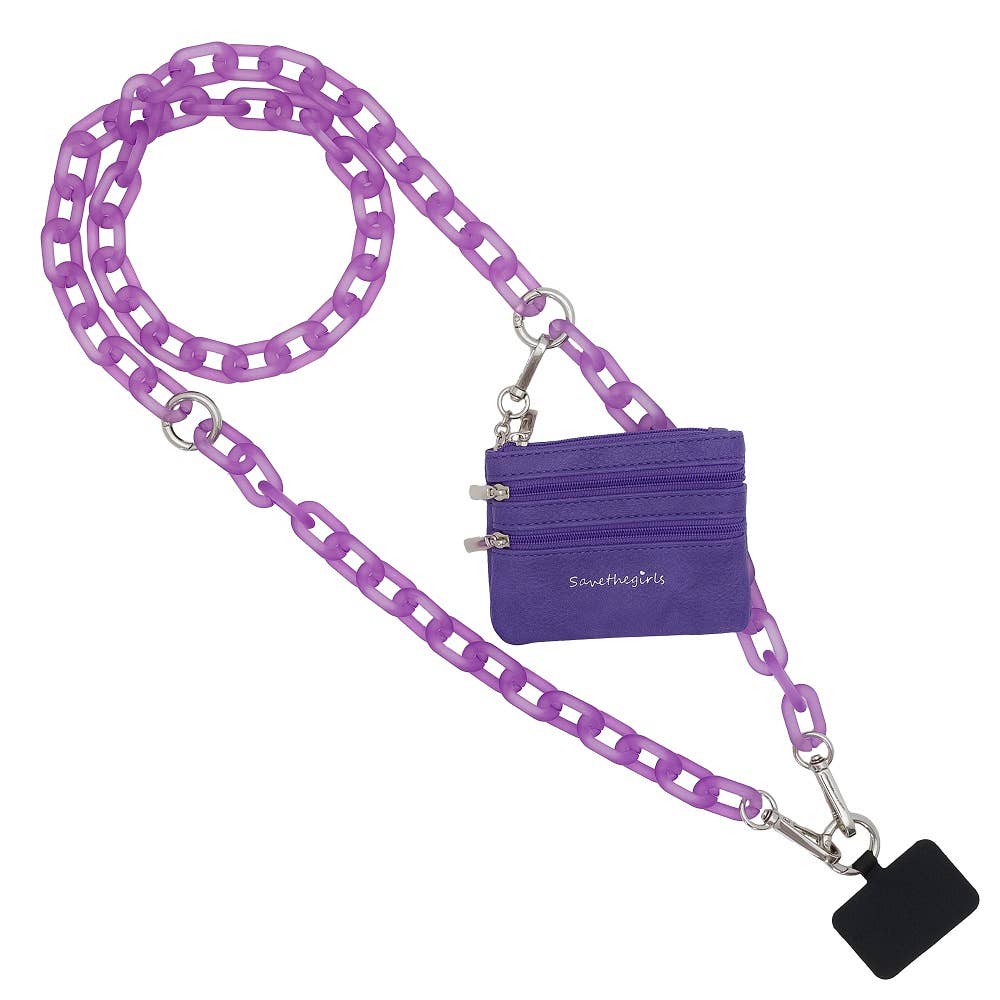 Save The Girls Midnight Black Clip & Go Ice Purple Chain with Pouch