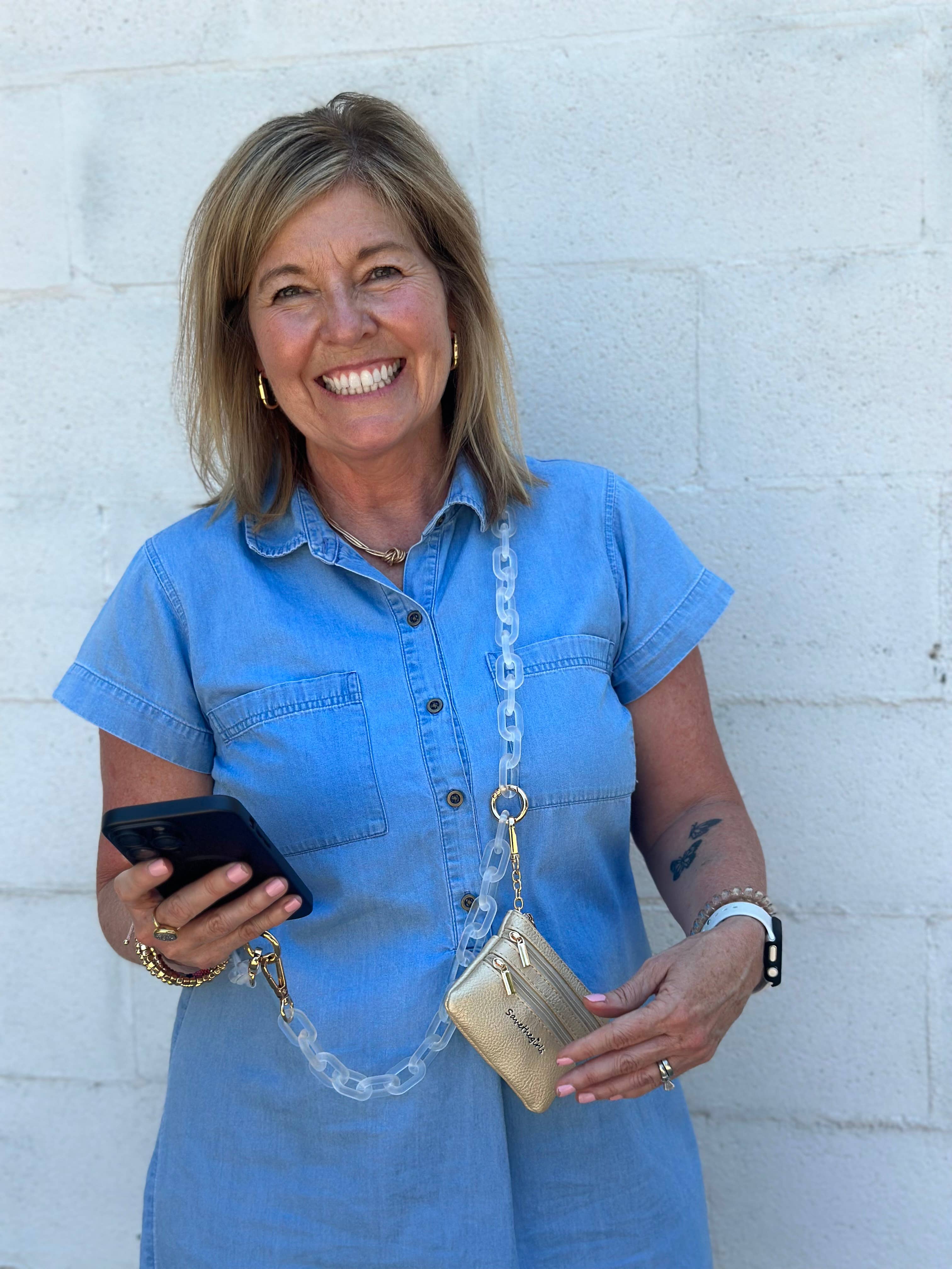 Save The Girls Clip & Go Ice Purple Chain with Pouch