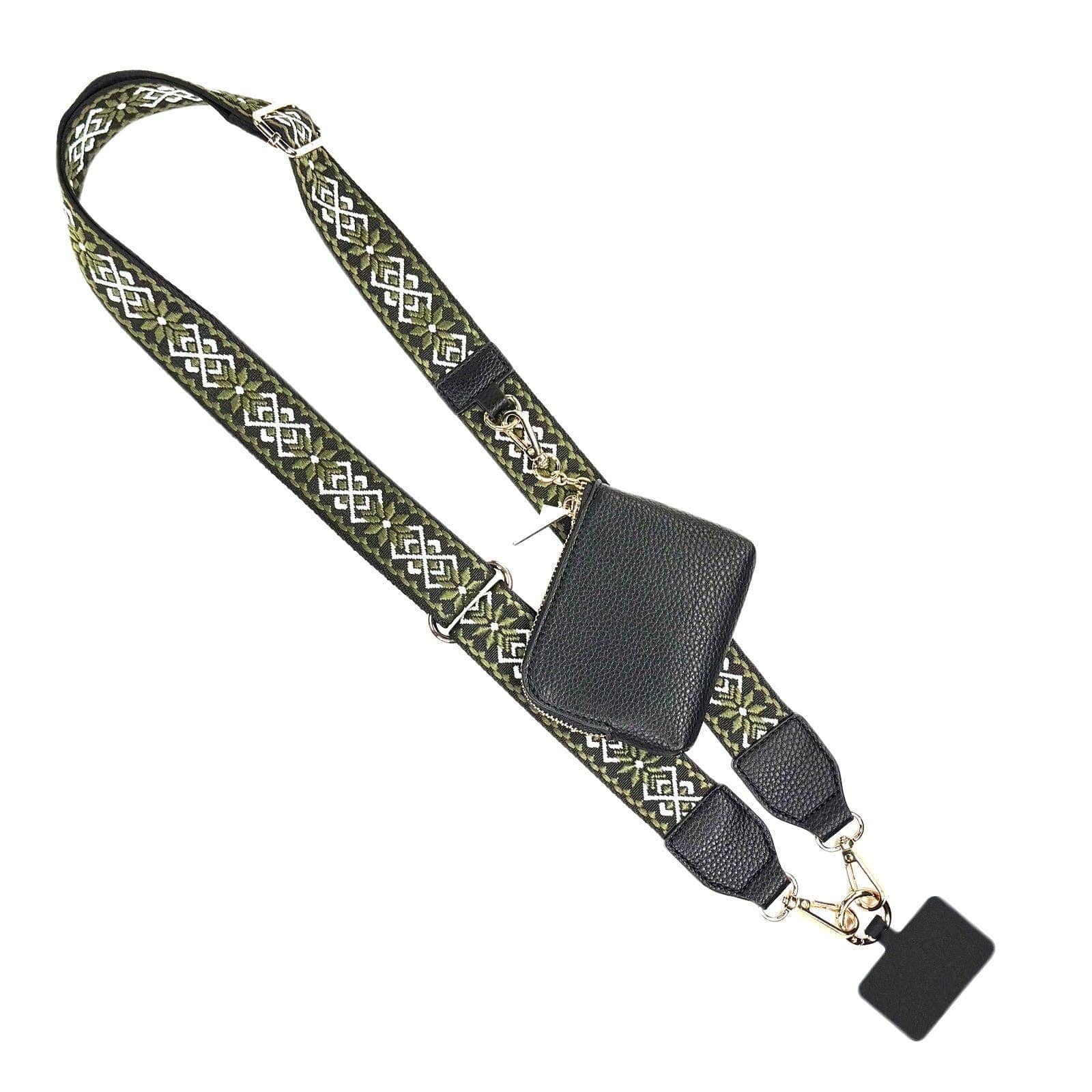 Save The Girls crossbody Olive Clip & Go Starburst Pattern Strap w/RFID Pouch