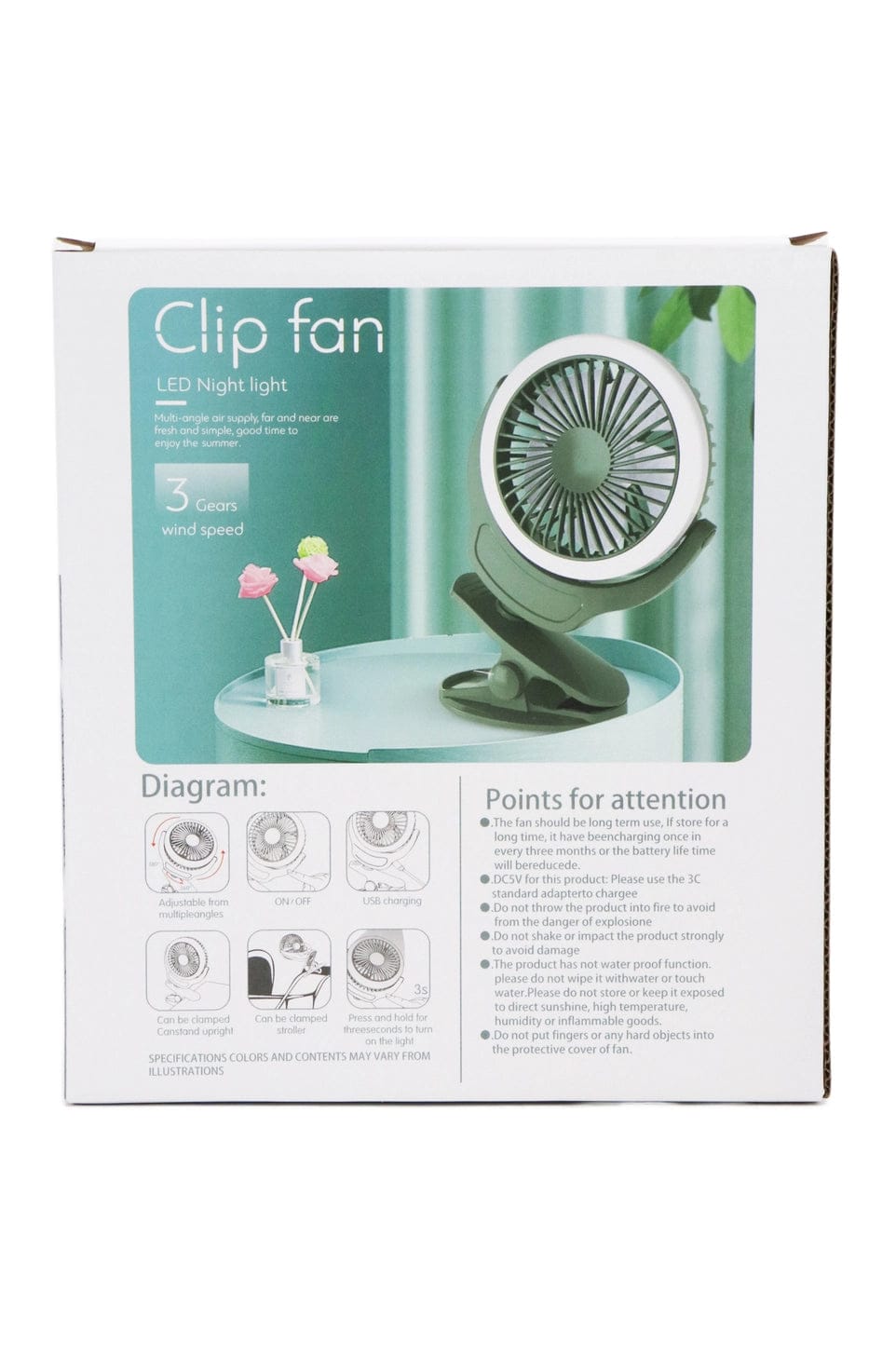 MJJ #8 (Melissa) Fan Clip-On Rechargeable Tabletop Reading Light Desk Fan