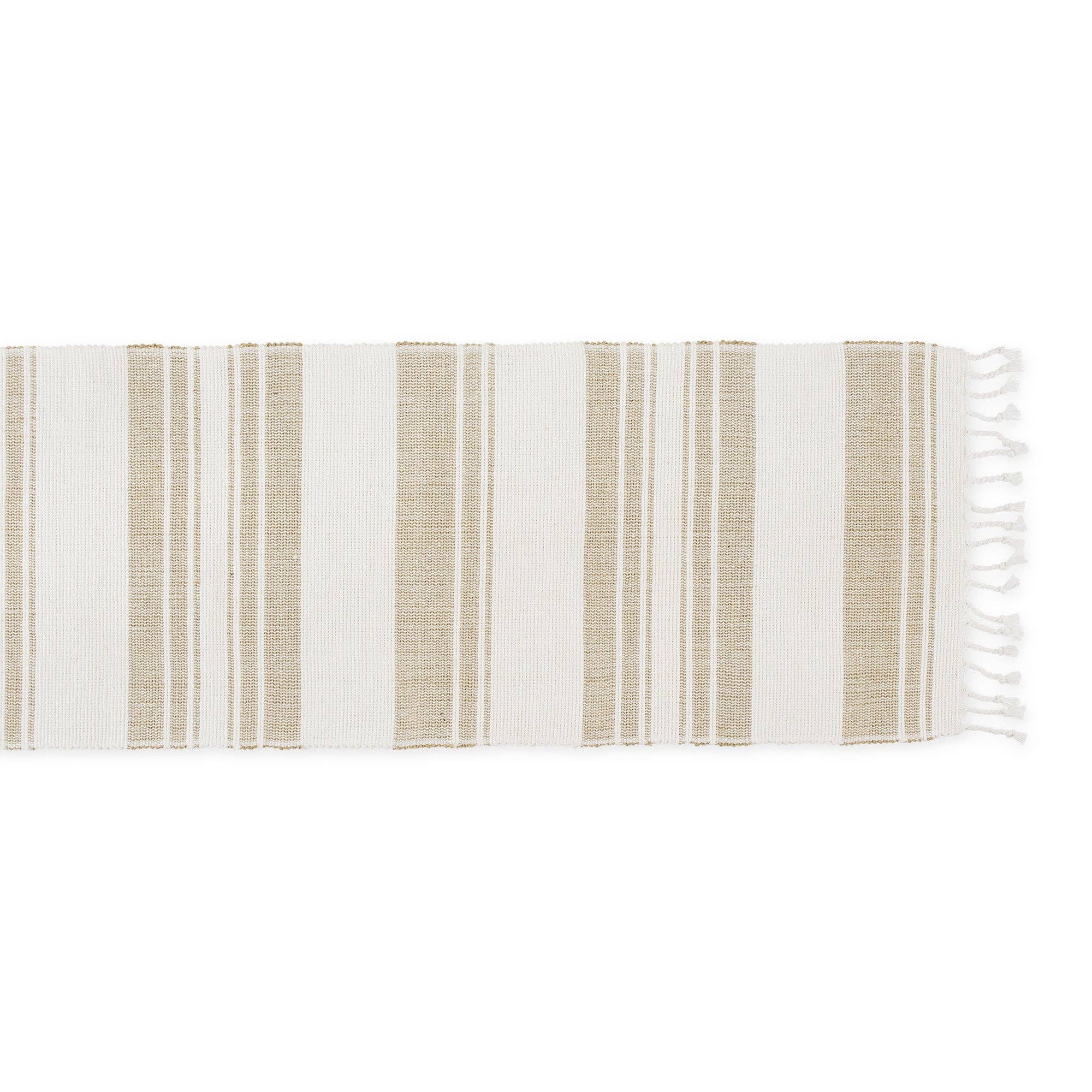 Coastal Sands Stripe Cotton Jute Table Runner