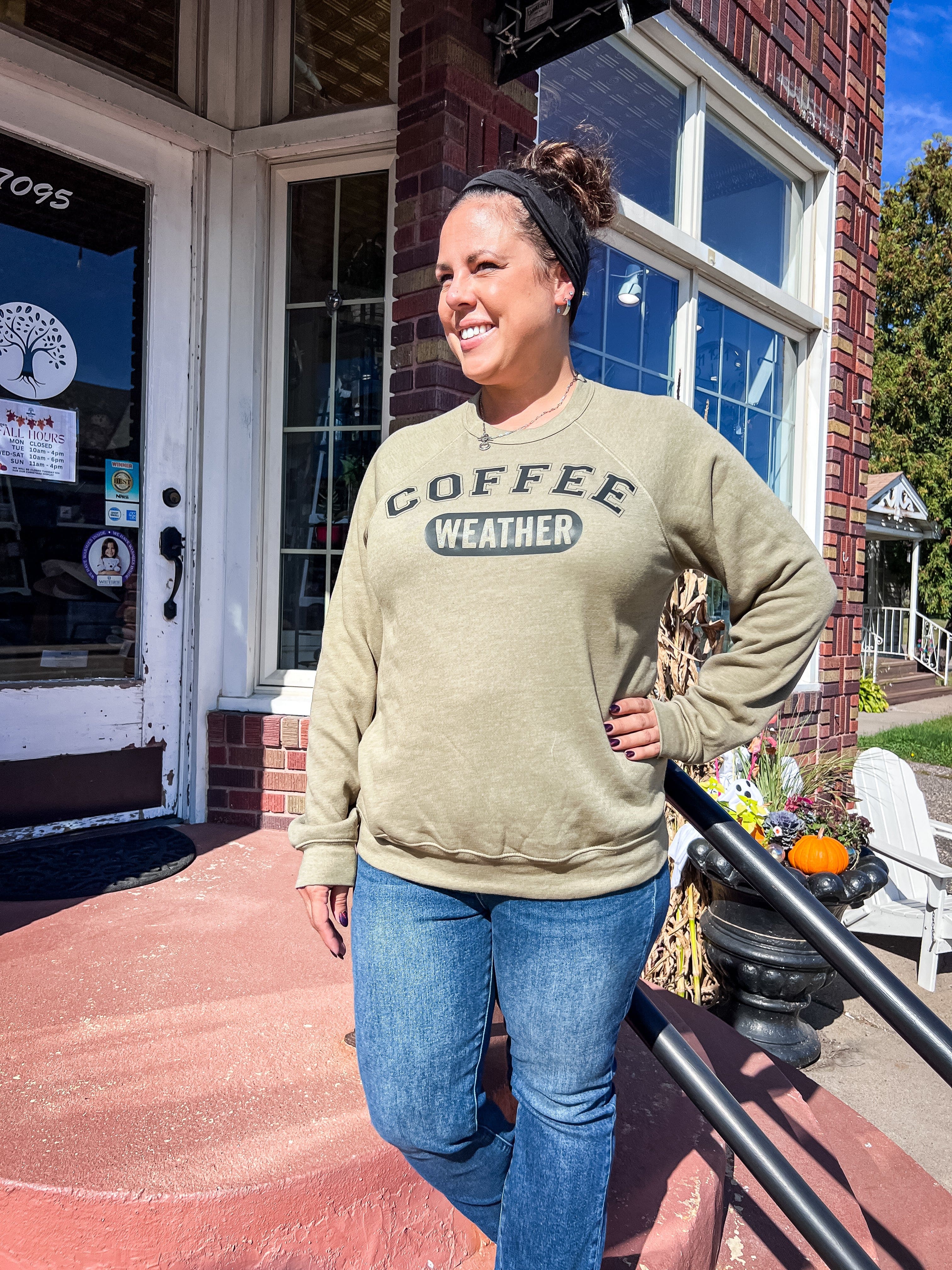 Humble Roots Boutique Sweatshirt Coffee Weather Crewneck Sweatshirt