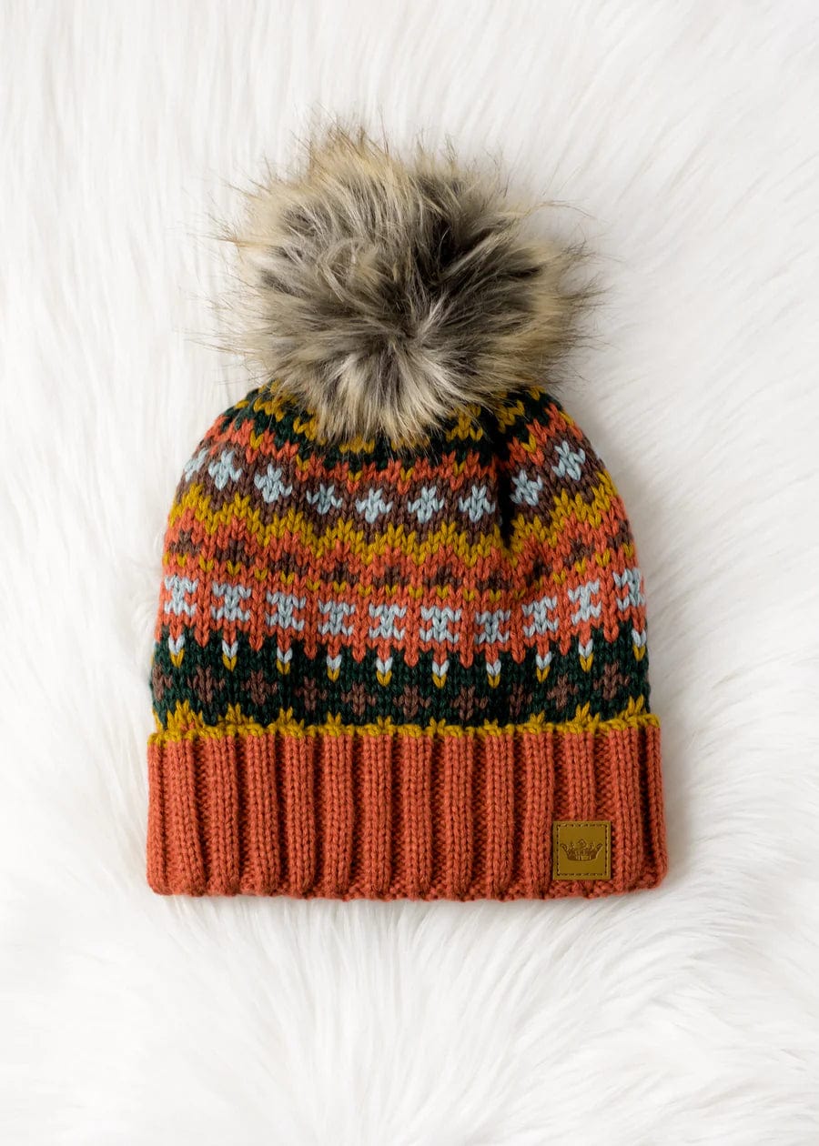 Colorful Rust POM Beanie Hat