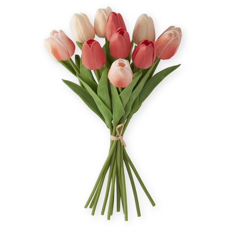 K&K Artificial Floral Coral & Peach Real Touch Tulip Stem
