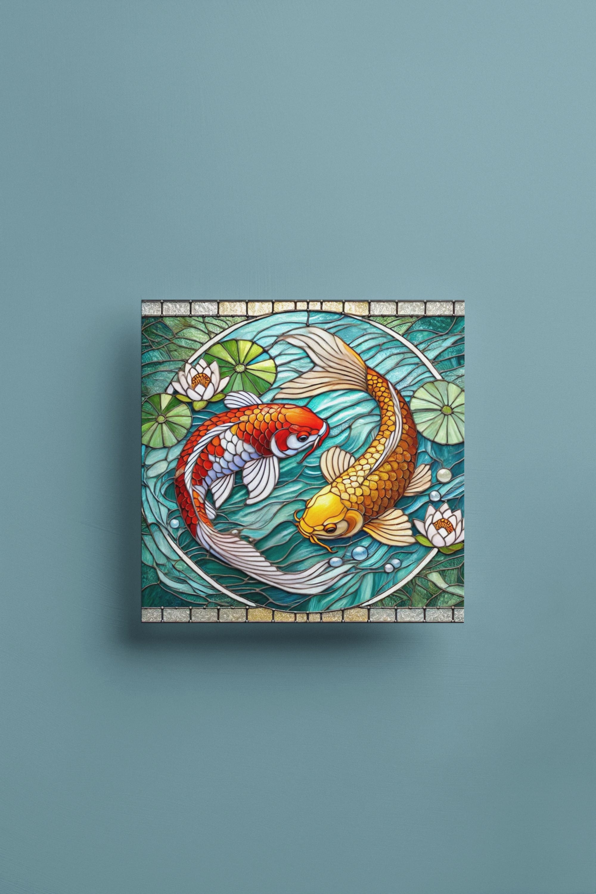 KG #63 (Kris - Cosmic Artware) Sun Catcher Coy Koi Stained Glass Window Cling