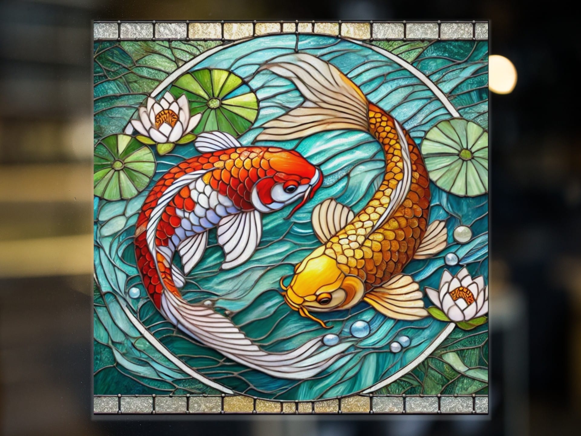 Coy Koi Stained Glass Window Cling
